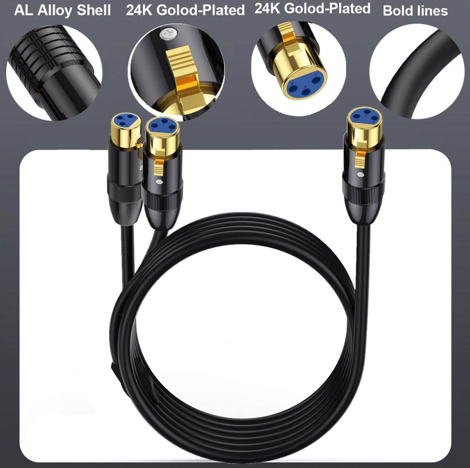 XLR 3Pin Y Splitter | XLR to Dual XLR Female Balanced Microphone Cable Audio Extension Connector