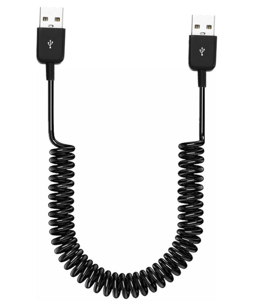 USB 2.0 Type A Male to Male Data Extension Coiled Spring Cable