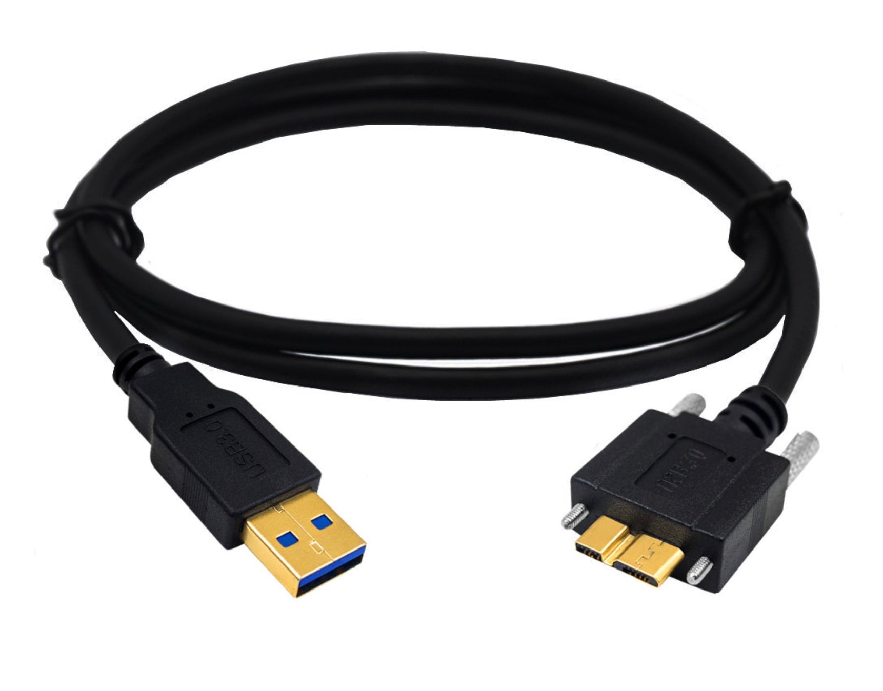 USB-A 3.0 Male to Micro-B Charge & Sync Cable with Locking Screws