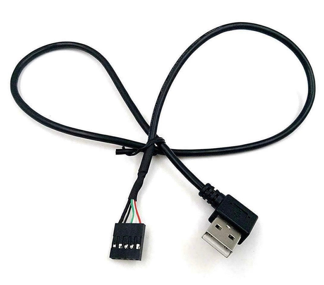 USB 2.0 A Male to 5 Pin Female 2.54 USB Header PCB Motherboard Cable - Right Angle