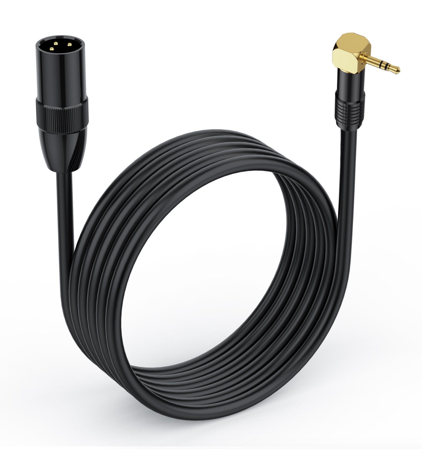XLR to 3.5mm 1/8 Stereo Cable, Balanced XLR Male to 3.5mm TRS Angled Male Audio Extension Cable