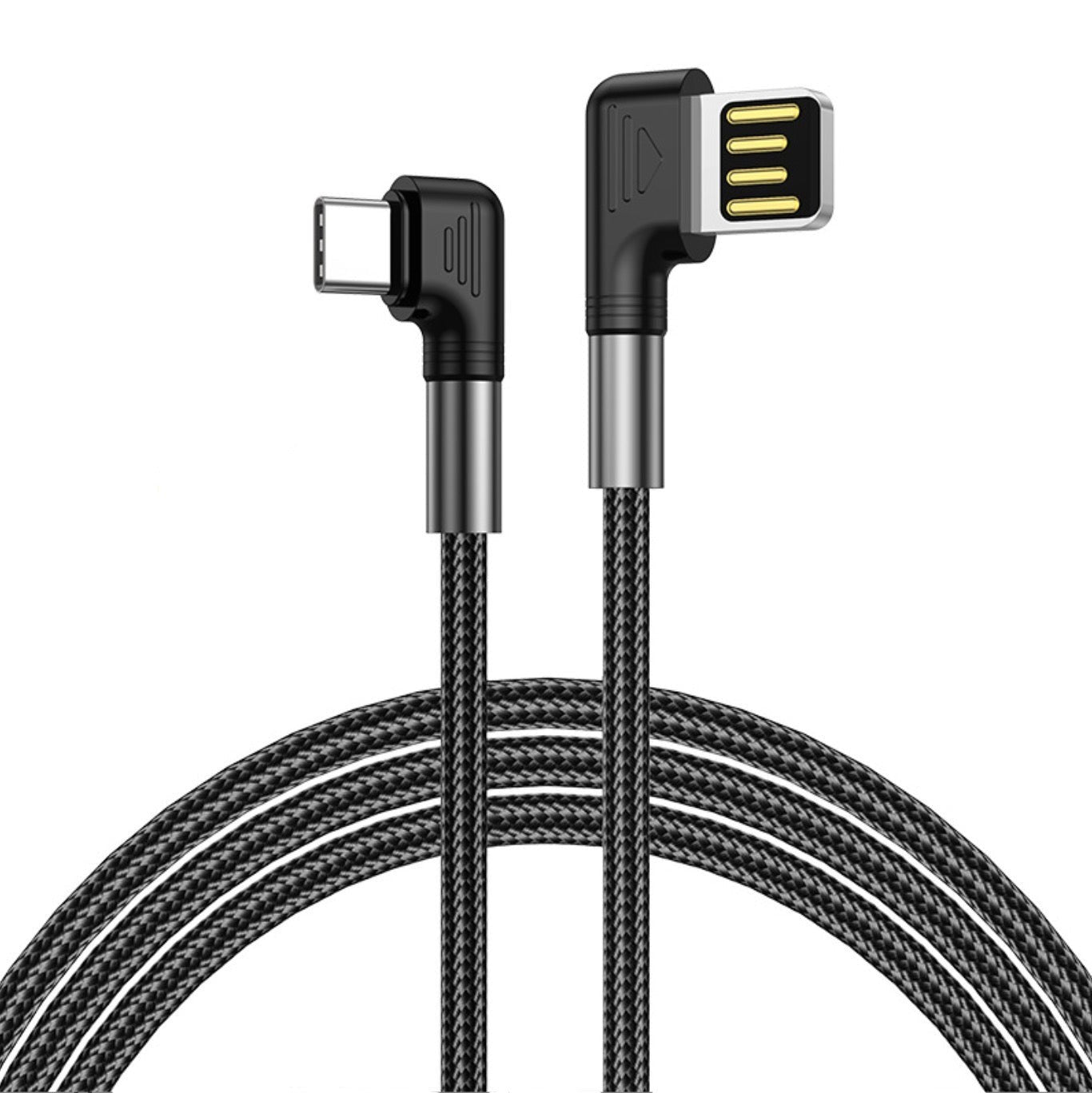 USB C Male to USB 3.0 A Male PD Charging Cable (Reversible Design Right & Left Angled)