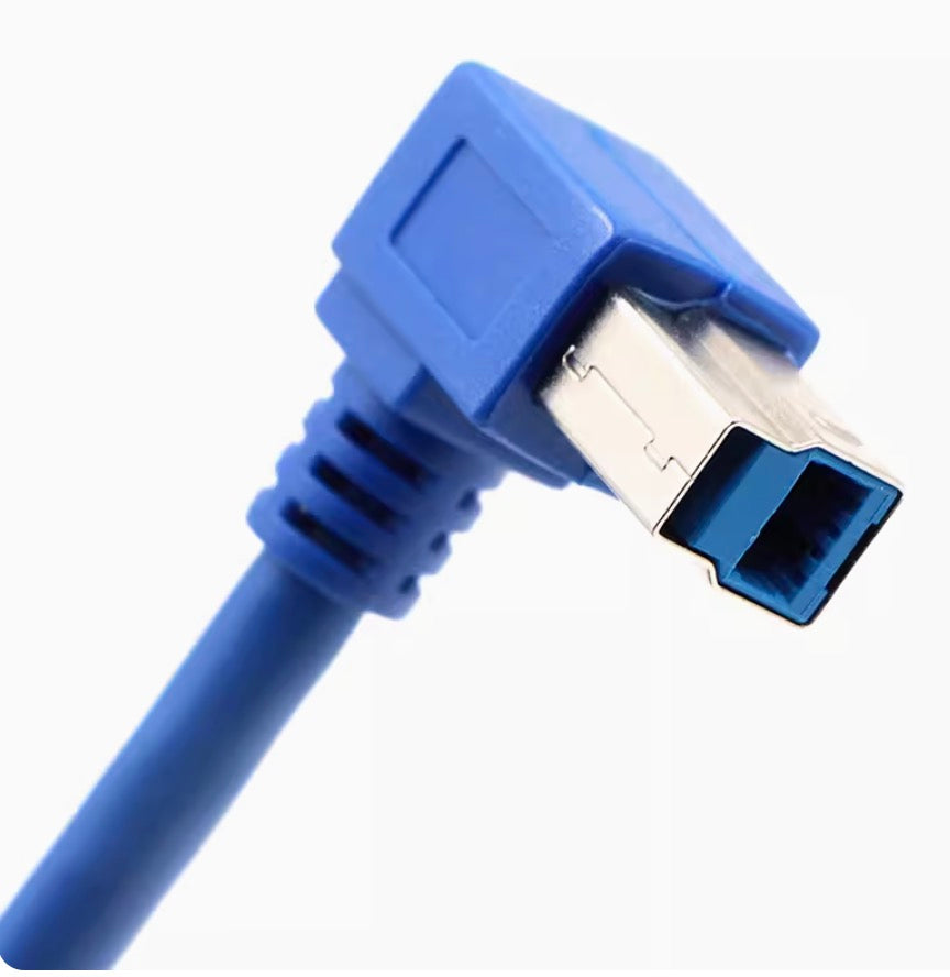 USB-A 3.0 Male to USB Type B Male Angled Printer Cable (AM Left - BM Left)