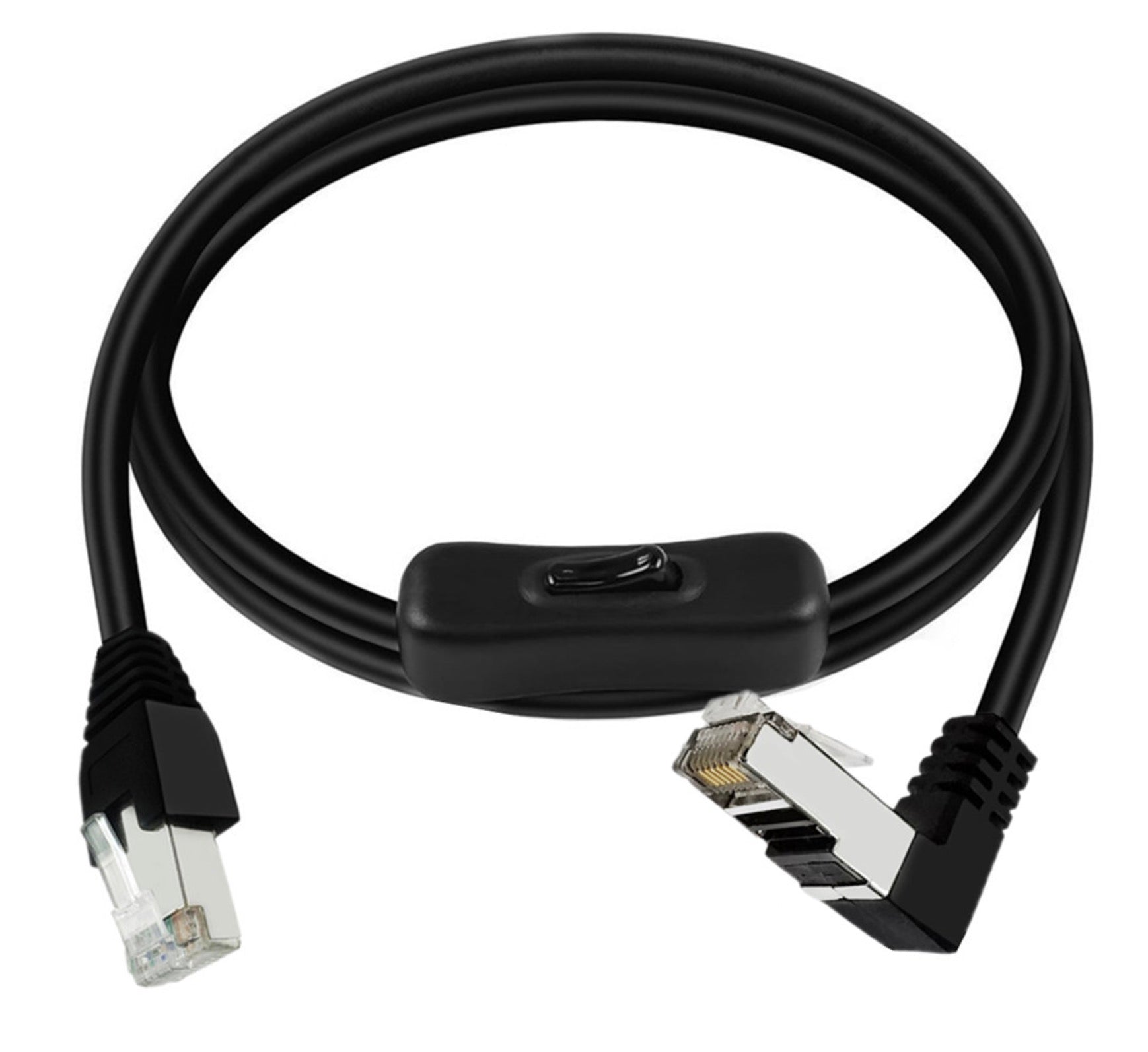 Cat6 Ethernet Patch Cable Switch On/Off RJ45 Male to Male High Speed Internet Network Cable LAN with Disconnect Switch Down Angle