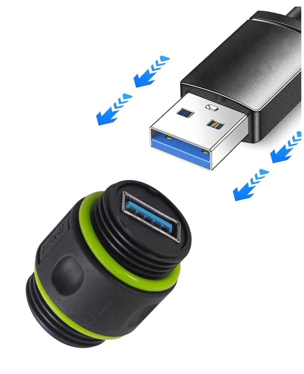 USB Waterproof Adapter, IP68 Pass Through USB 3.0 Connector, USB Female to Female Bulkhead Extension Socket