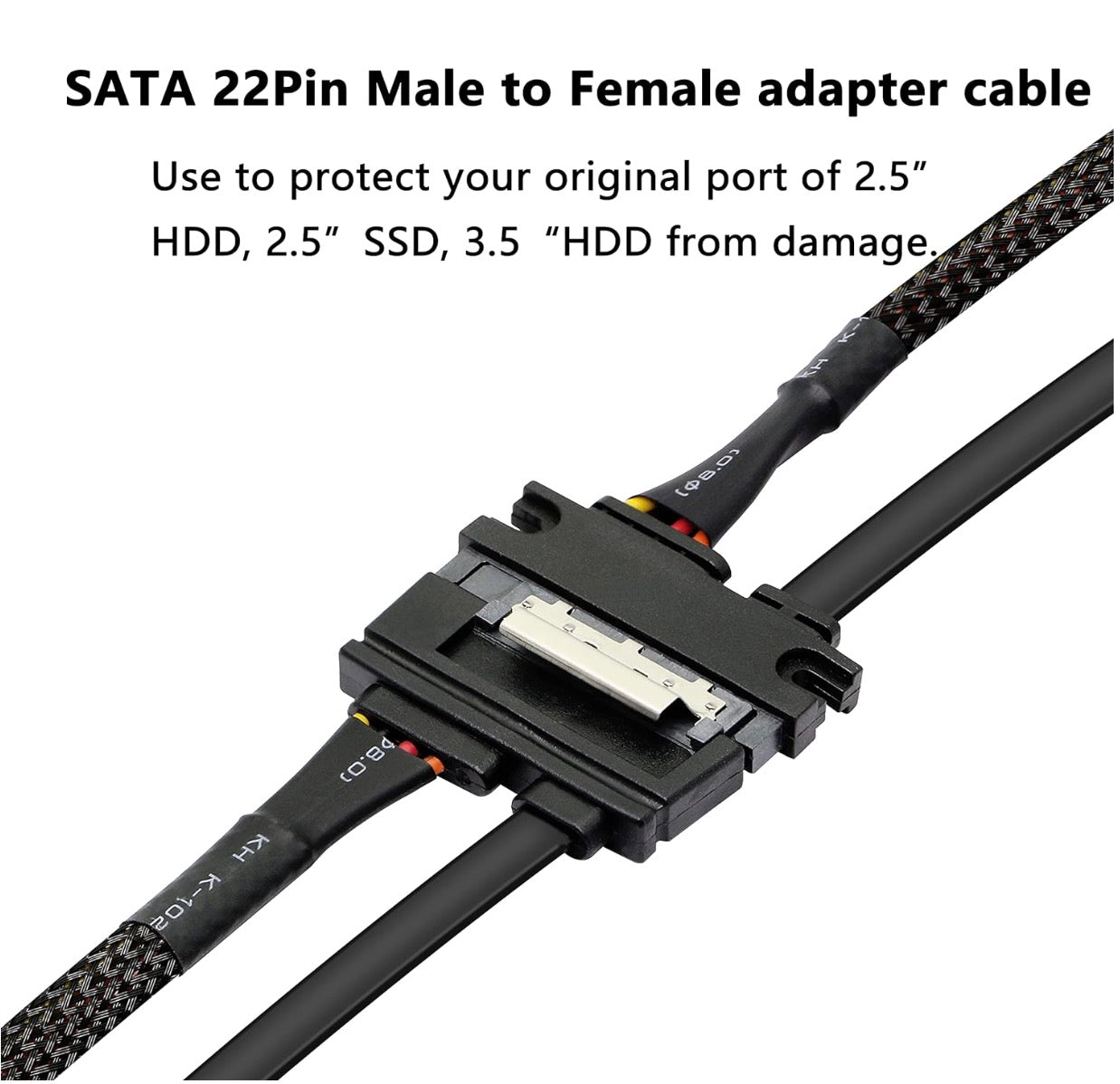 Sata 22Pin Male to Female Data Power Extension Cable for HDD,SSD,Optical Drives, DVD Burners, PCI Cards