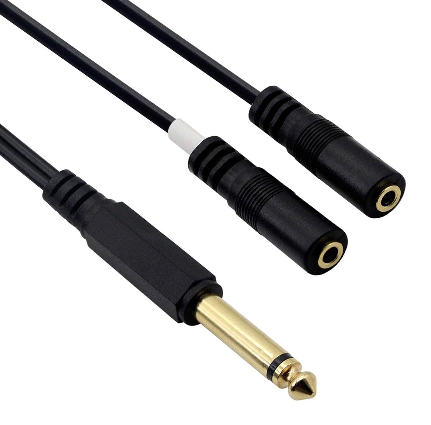 6.35mm 1/4" TRS to 3.5mm 1/8" TRRS Female Stereo Audio Y Splitter Cable