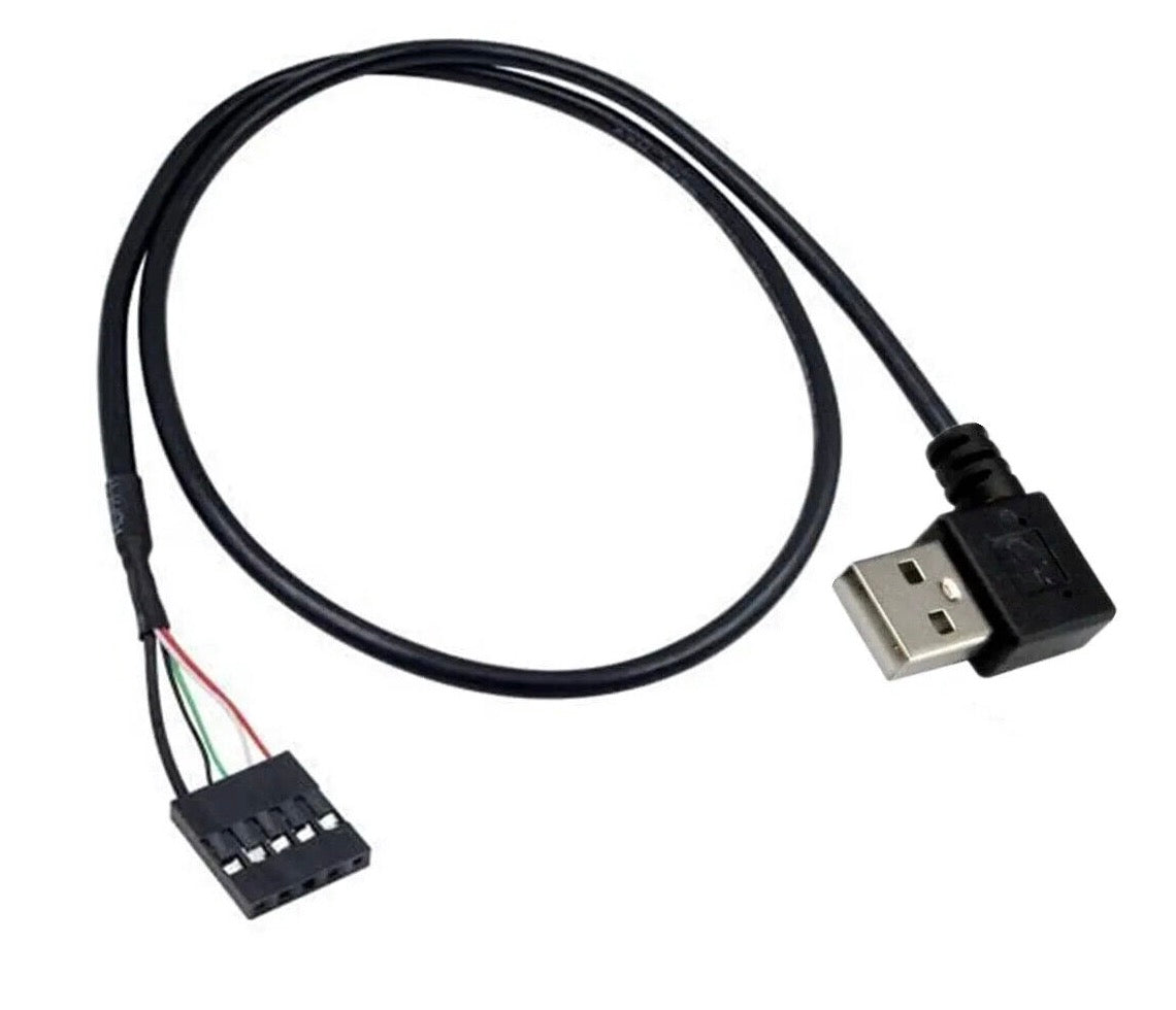 USB 2.0 A Male to 5 Pin Female 2.54 USB Header PCB Motherboard Cable - Right Angle