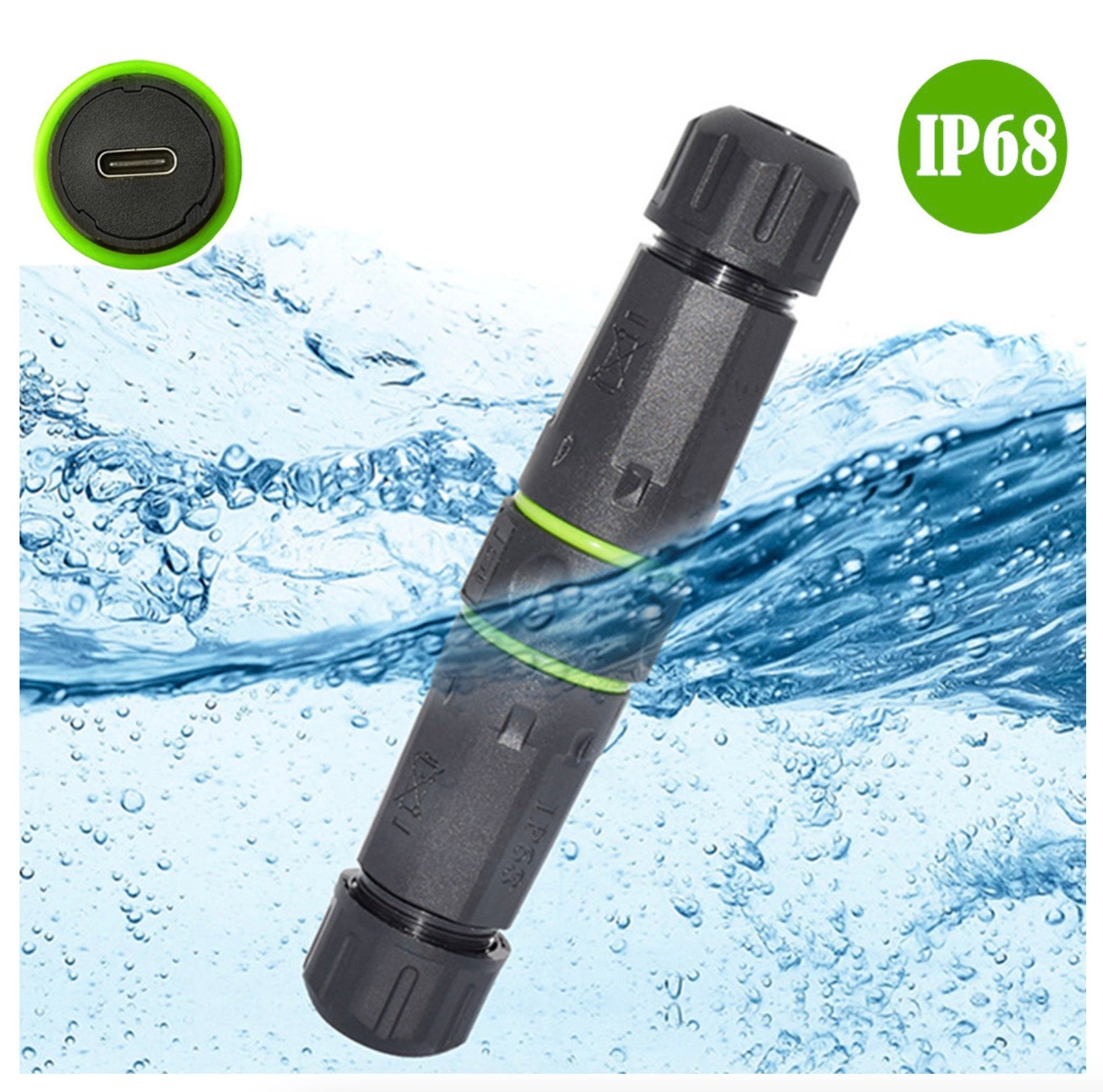 USB C Waterproof Connector, Type C Panel Mount Adapter Coupler | Bulkhead Outdoor Charging Socket