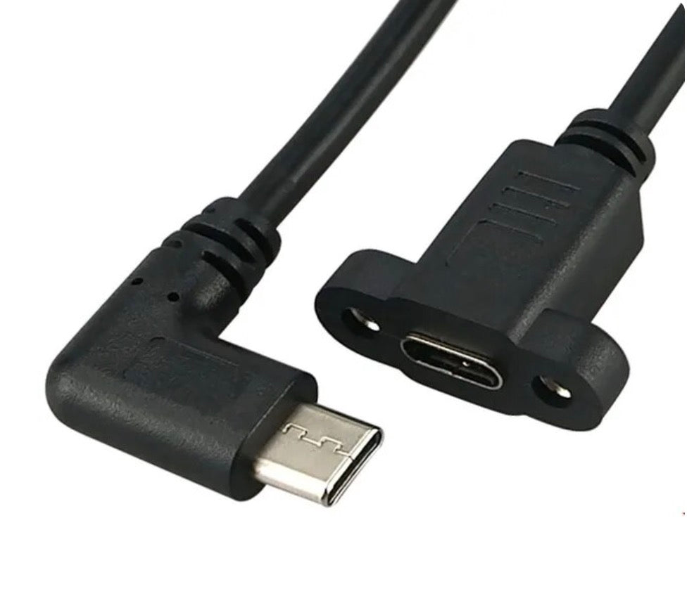 USB C Male Angled to Female Panel Mount Extension Cable USB 3.1 10Gbps