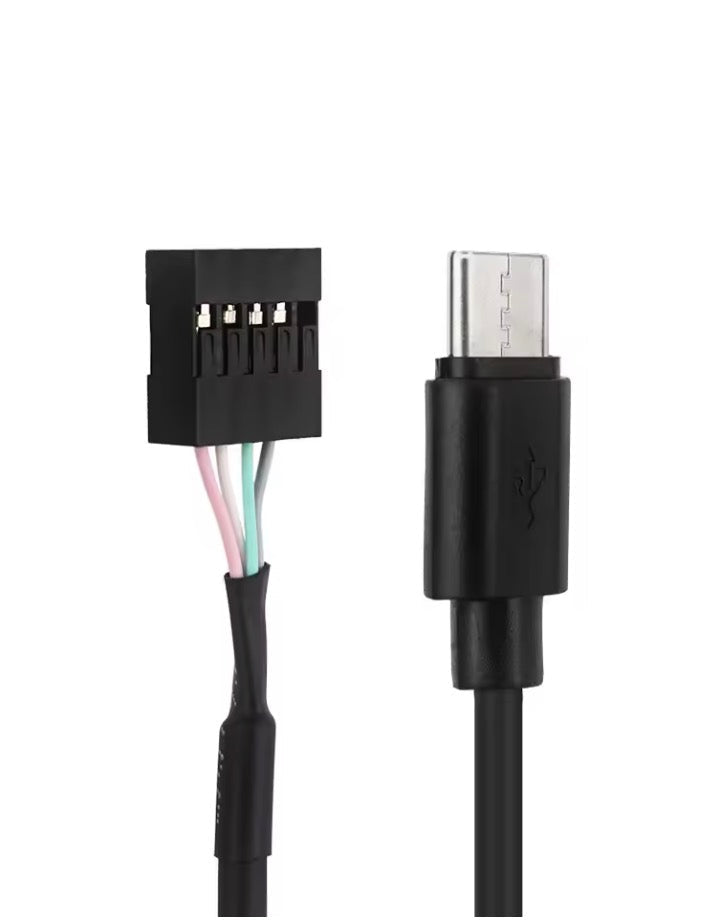 Motherboard 9pin Header Female to USB C Male Data Charging Shielded Extension Cable
