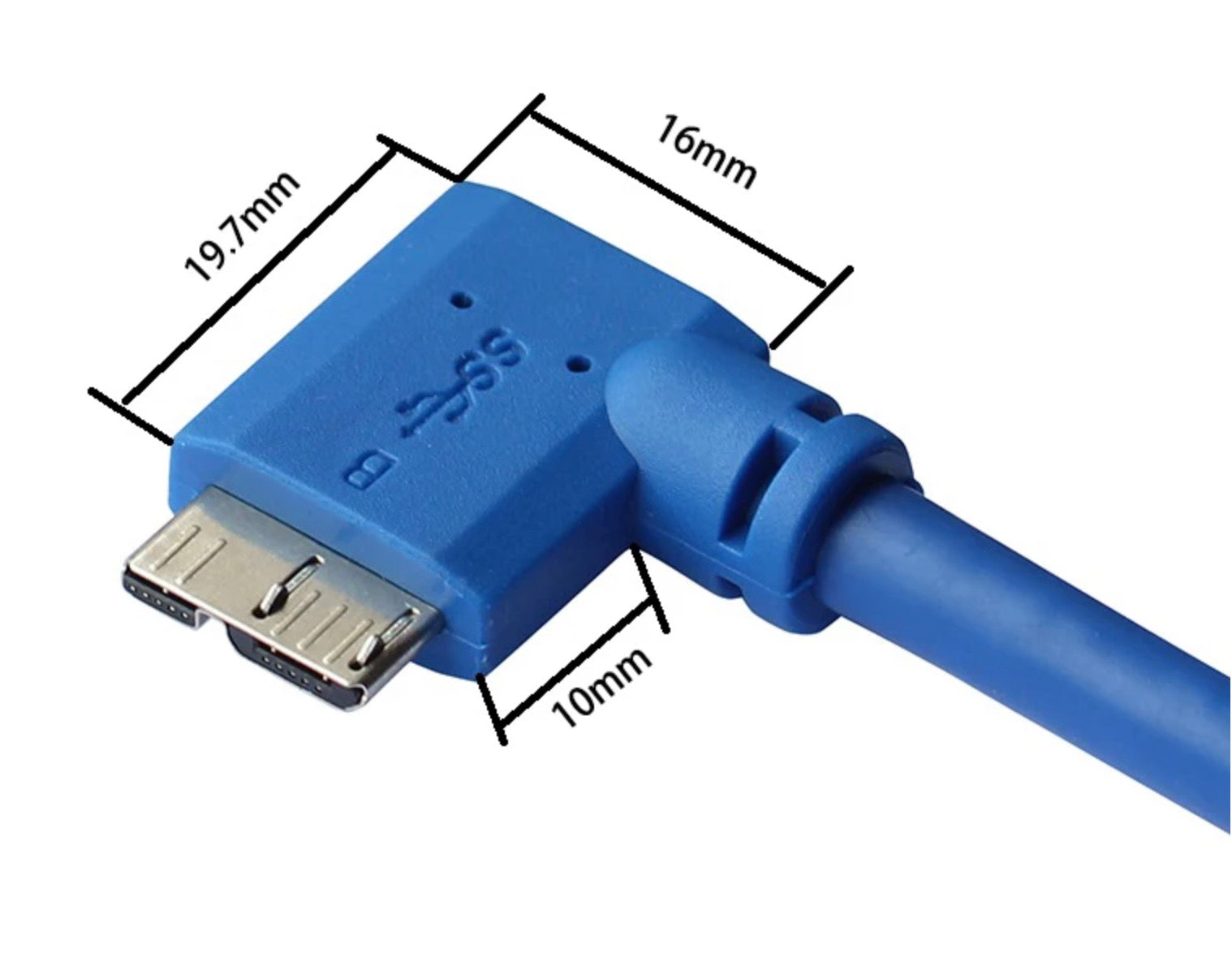 USB 3.0 Type A Male to USB 3.0 Micro-B Male Angled Data Charging Cable