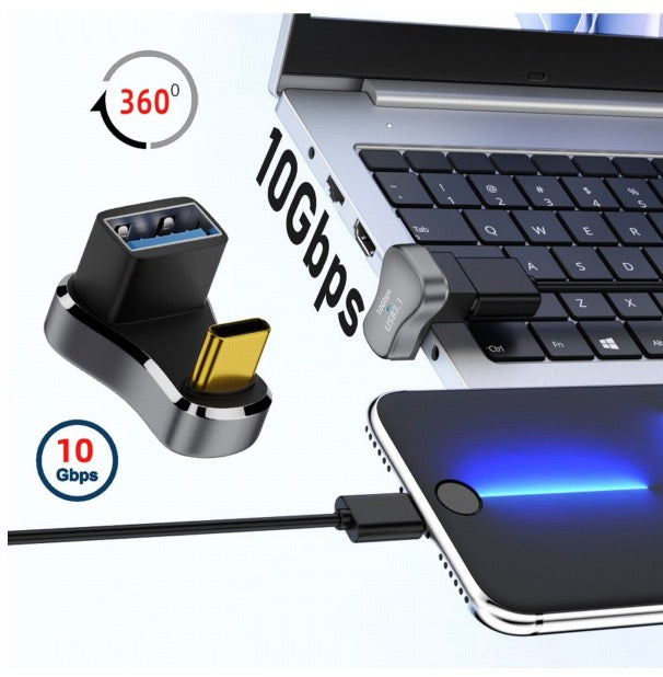 USB C 3.1 Male to USB 3.0 A Female OTG Power Data Adapter U Shape 10Gbps