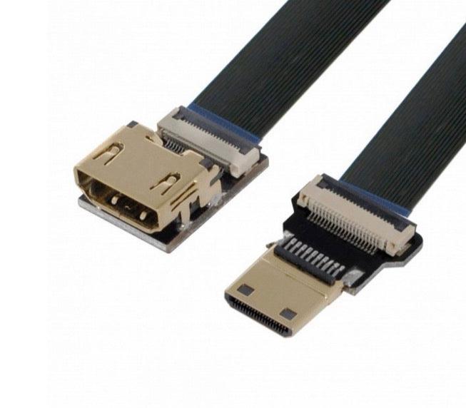 Mini HDMI Male to HDMI Female Flat FPV Video Extension Cable 0.5m