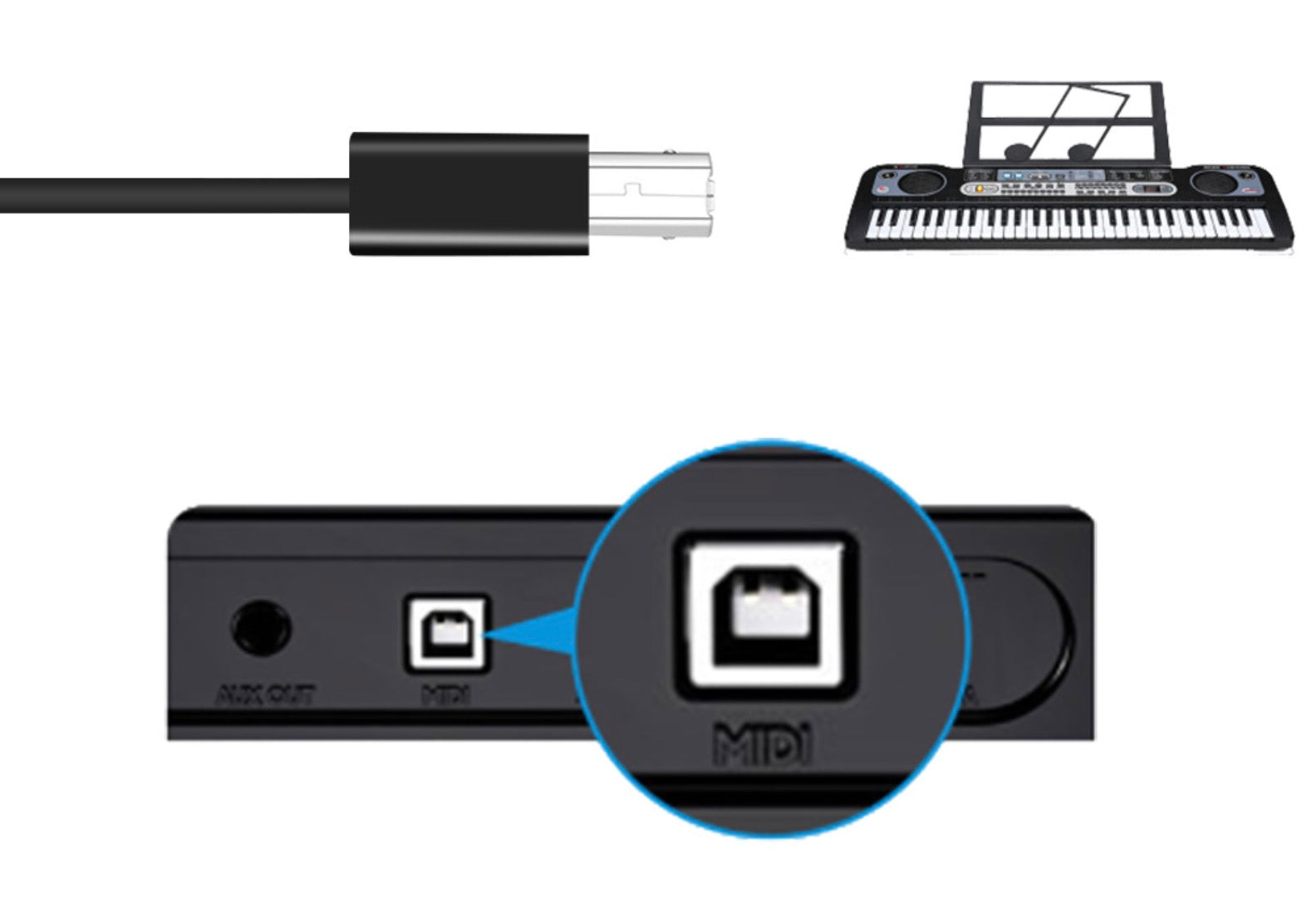 Mini USB OTG Male to USB 2.0 B Type Female Extension Adapter For Electric Piano / Midi Keyboard