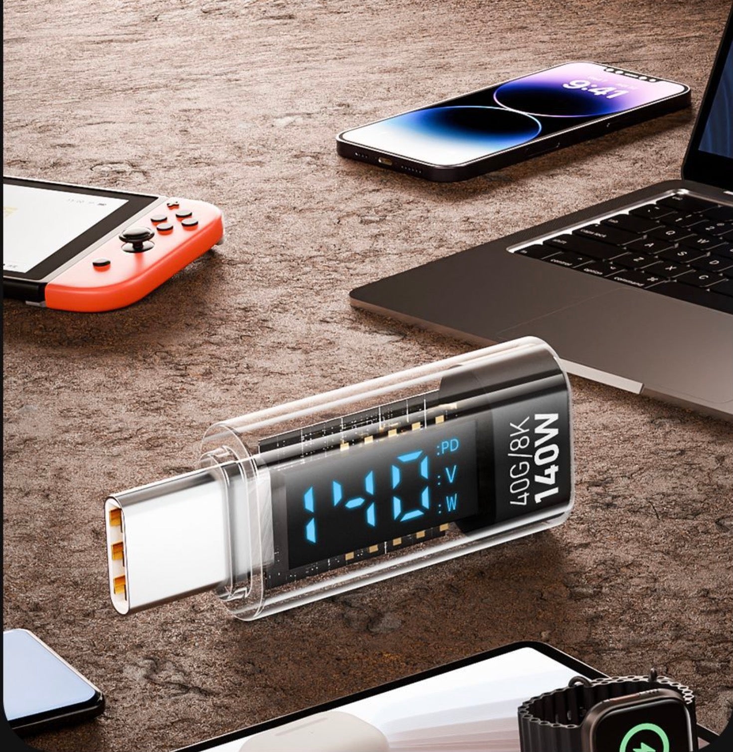 USB C Male to USB C Female Data Power Extension Adapter 140W