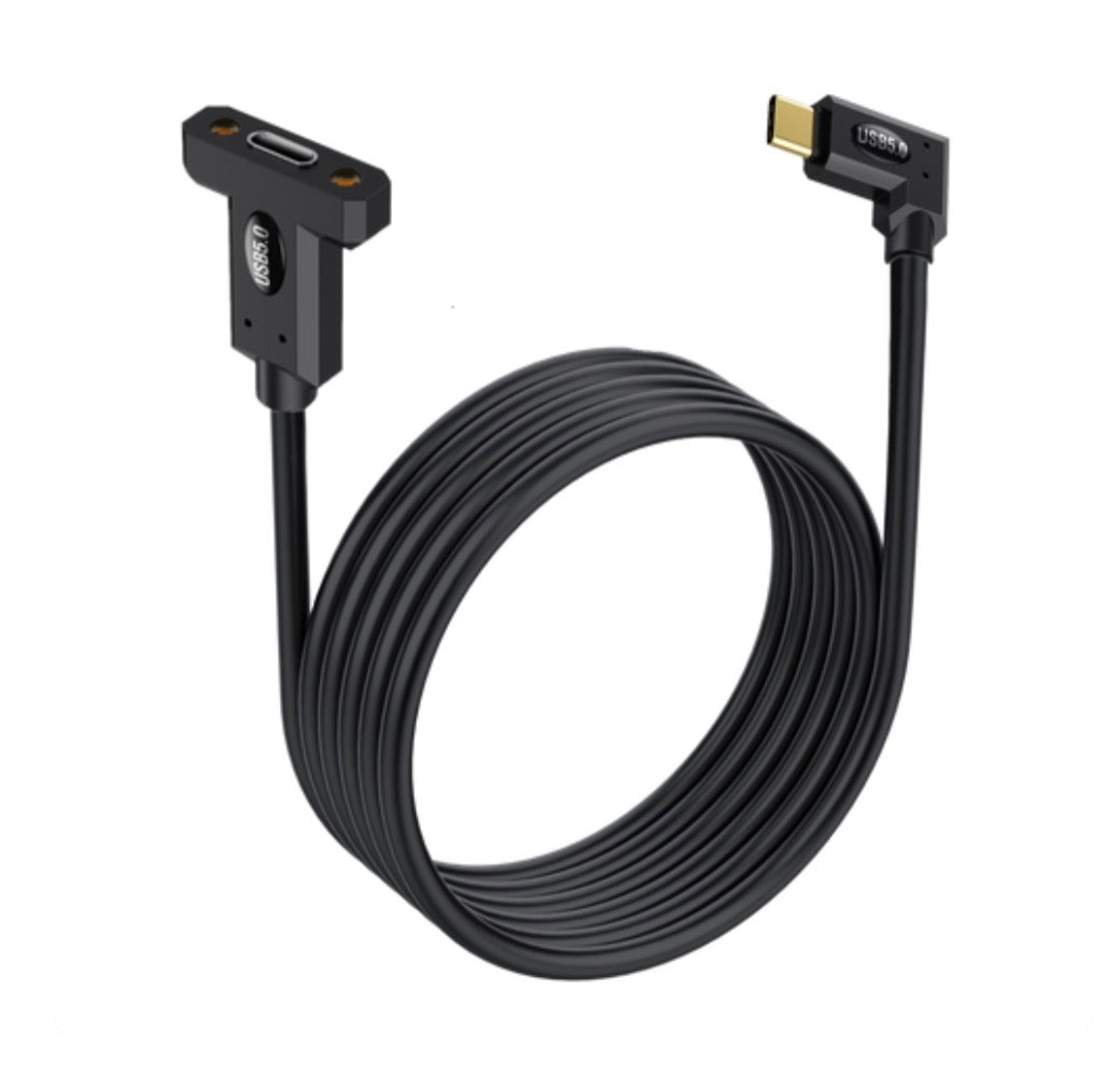 USB C 5.0 Male to Female Panel Mount Cable – 80Gbps, 240W Charging, 16K/Dual 8K Display Support
