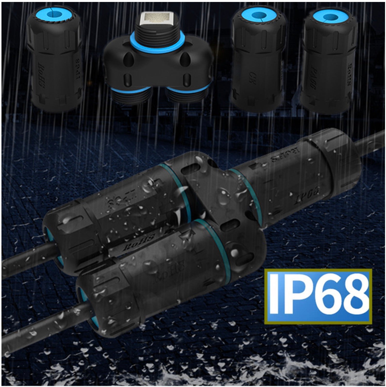 Waterproof RJ45 Coupler, Female to Female 1 in 2 Out Splitter IP68 Ethernet Outdoor LAN Connector Cable