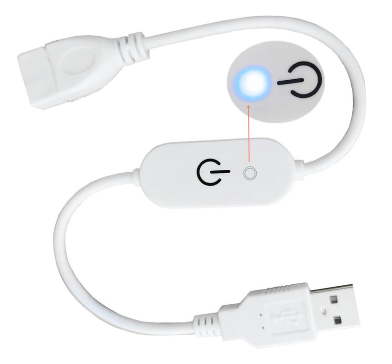 USB Inline Tact Dimmer Switch For LED Strip Light Controller White 5V