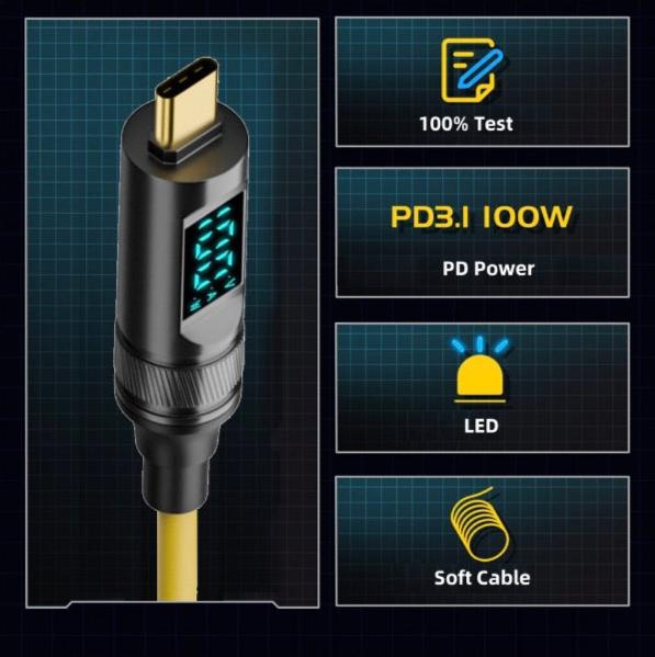 USB C 100W PD Fast Charging Cable, Male to Male OTG Data Connector | 8K@60Hz 20Gbps
