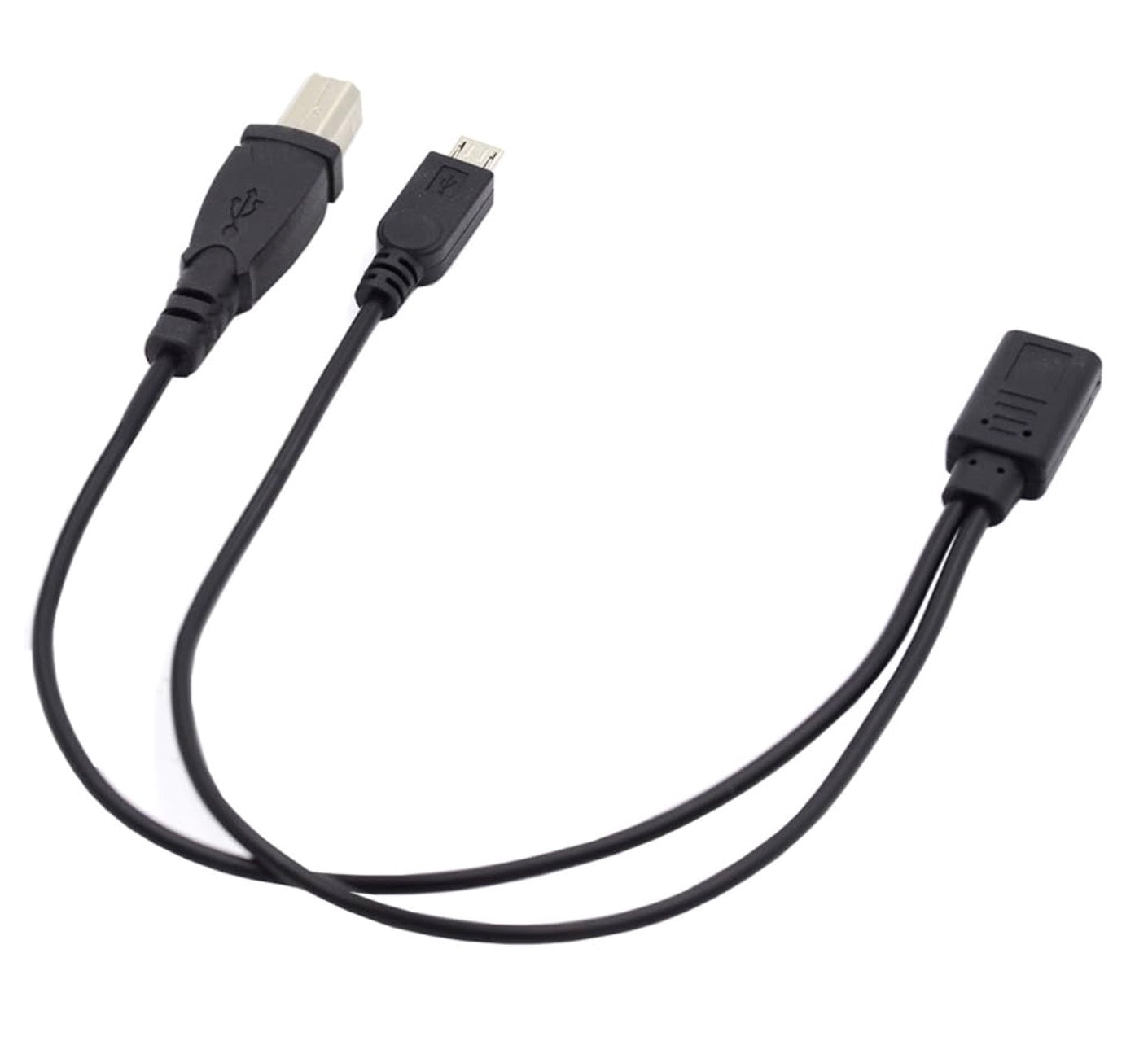 USB C Female to Micro USB + Type B Male Y Splitter Charging Extension Cable