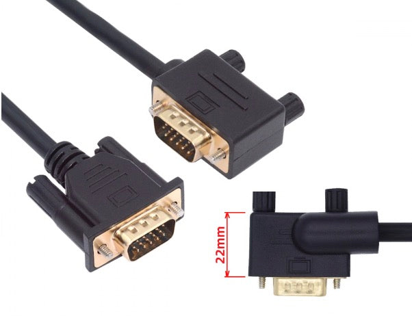VGA 15Pin Male to VGA Female Monitor Extension Cable 1080P - Right Angle
