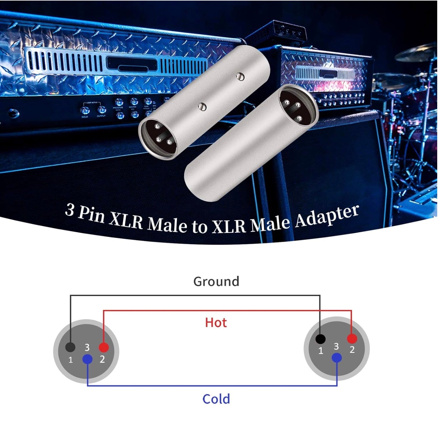XLR Male to Male Adapter, XLR 3-Pin Gender Changer Microphone Extension Connector