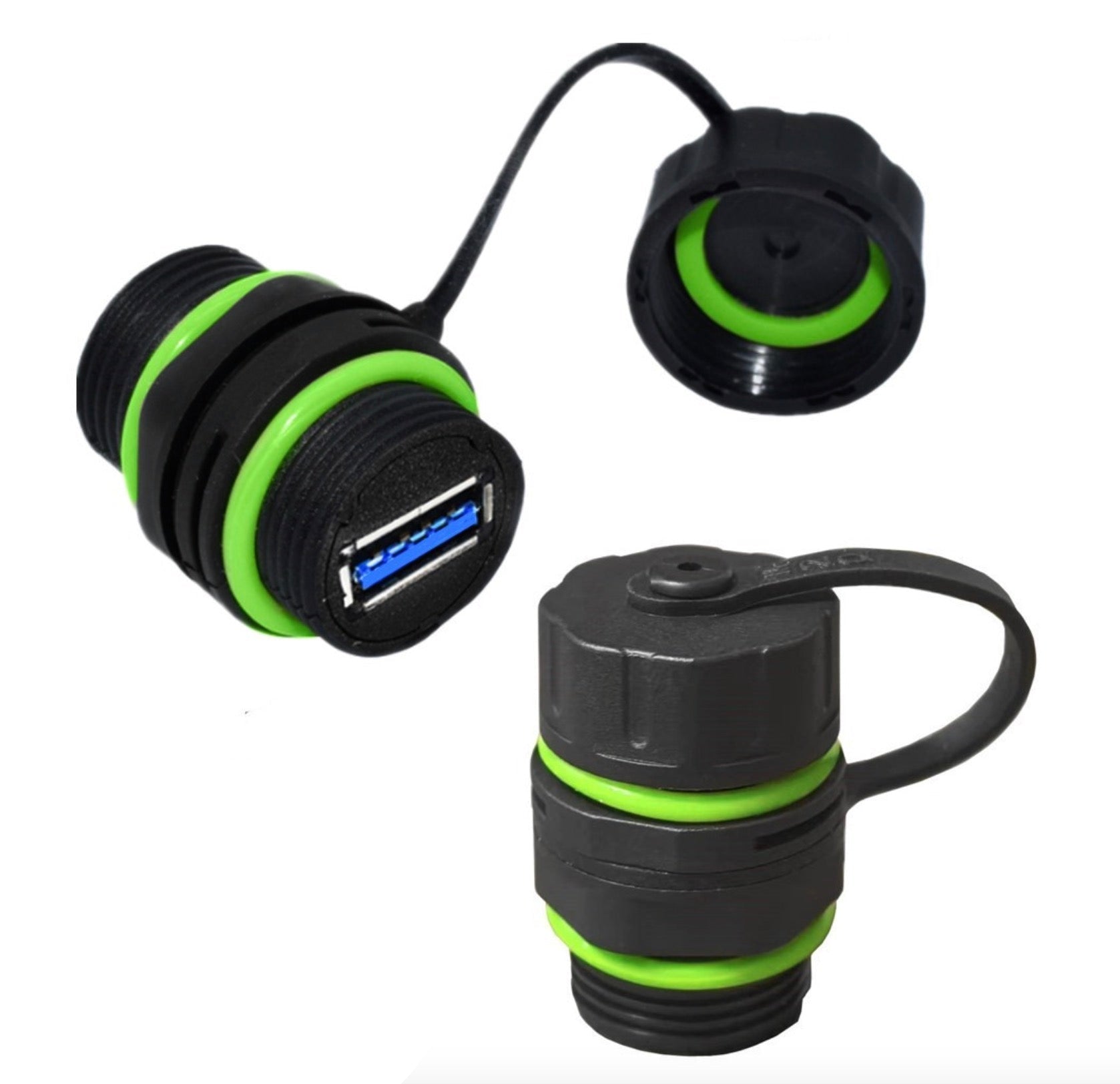 USB 3.0 Waterproof Connector, A Female to Female Panel Mount Coupler | Outdoor USB Pass Through Adapter