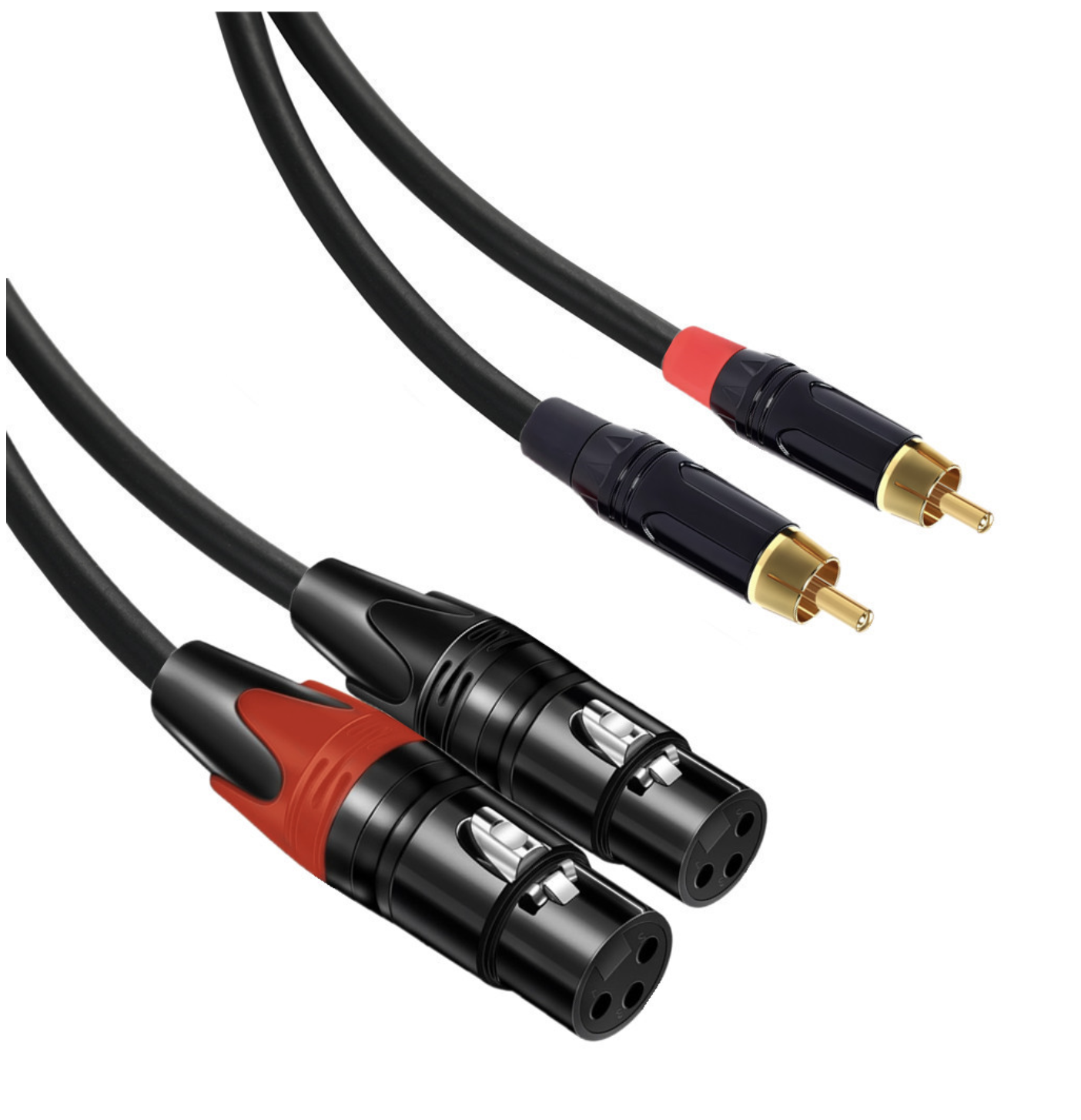 Dual RCA to XLR Audio Cable – Balanced to Unbalanced Stereo Adapter | 2 RCA Male to 2 XLR Female