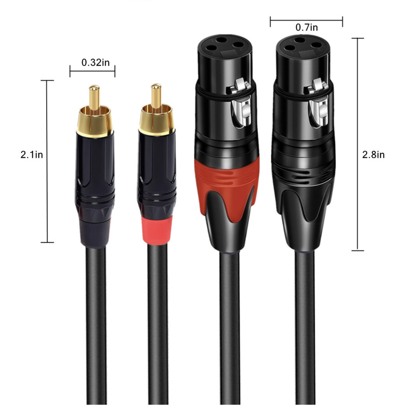Dual RCA to XLR Audio Cable – Balanced to Unbalanced Stereo Adapter | 2 RCA Male to 2 XLR Female