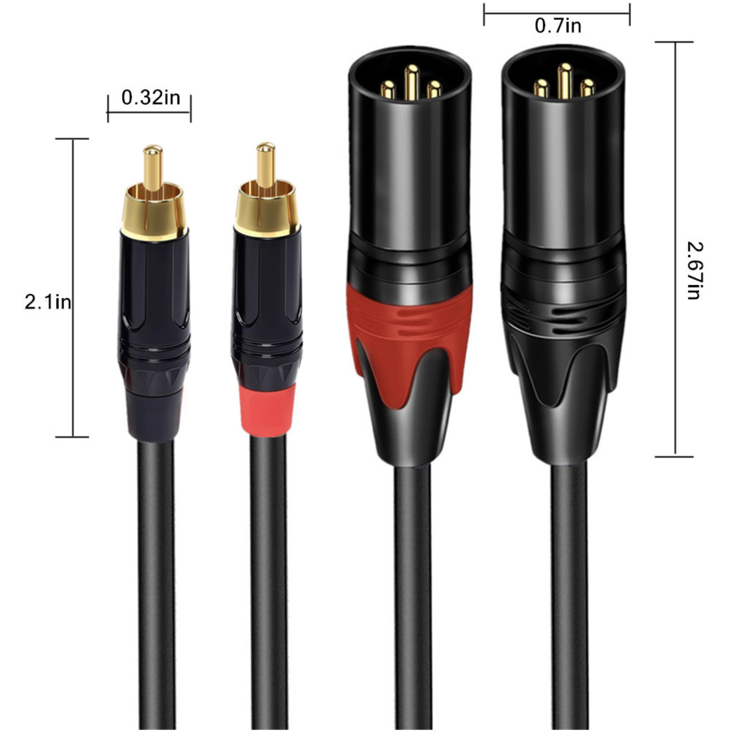 Dual XLR to Dual RCA Cable – Heavy Duty Stereo Audio Cable for HiFi Systems, Mixers & Microphones