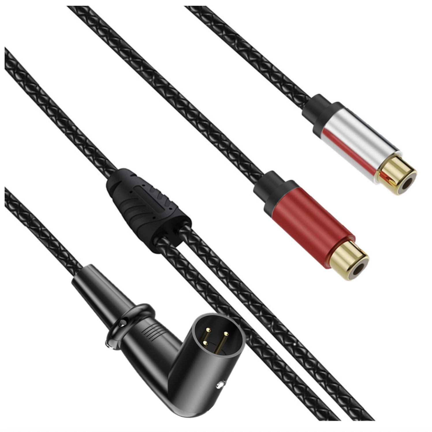 XLR 3 Pin Male to Dual RCA Female Adapter – Y Splitter Patch Cable for Audio Mixers & Amplifiers