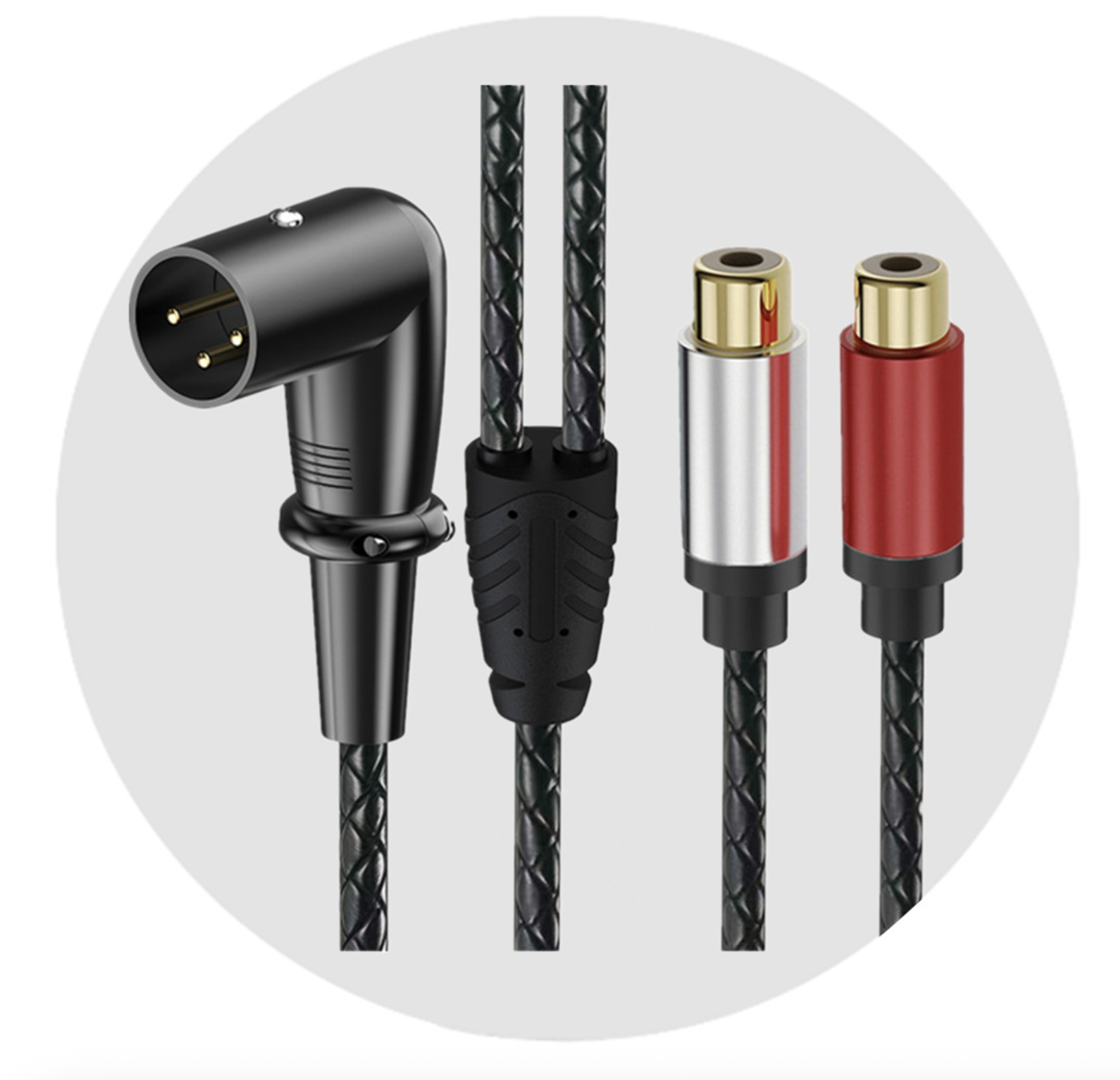 XLR 3 Pin Male to Dual RCA Female Adapter – Y Splitter Patch Cable for Audio Mixers & Amplifiers