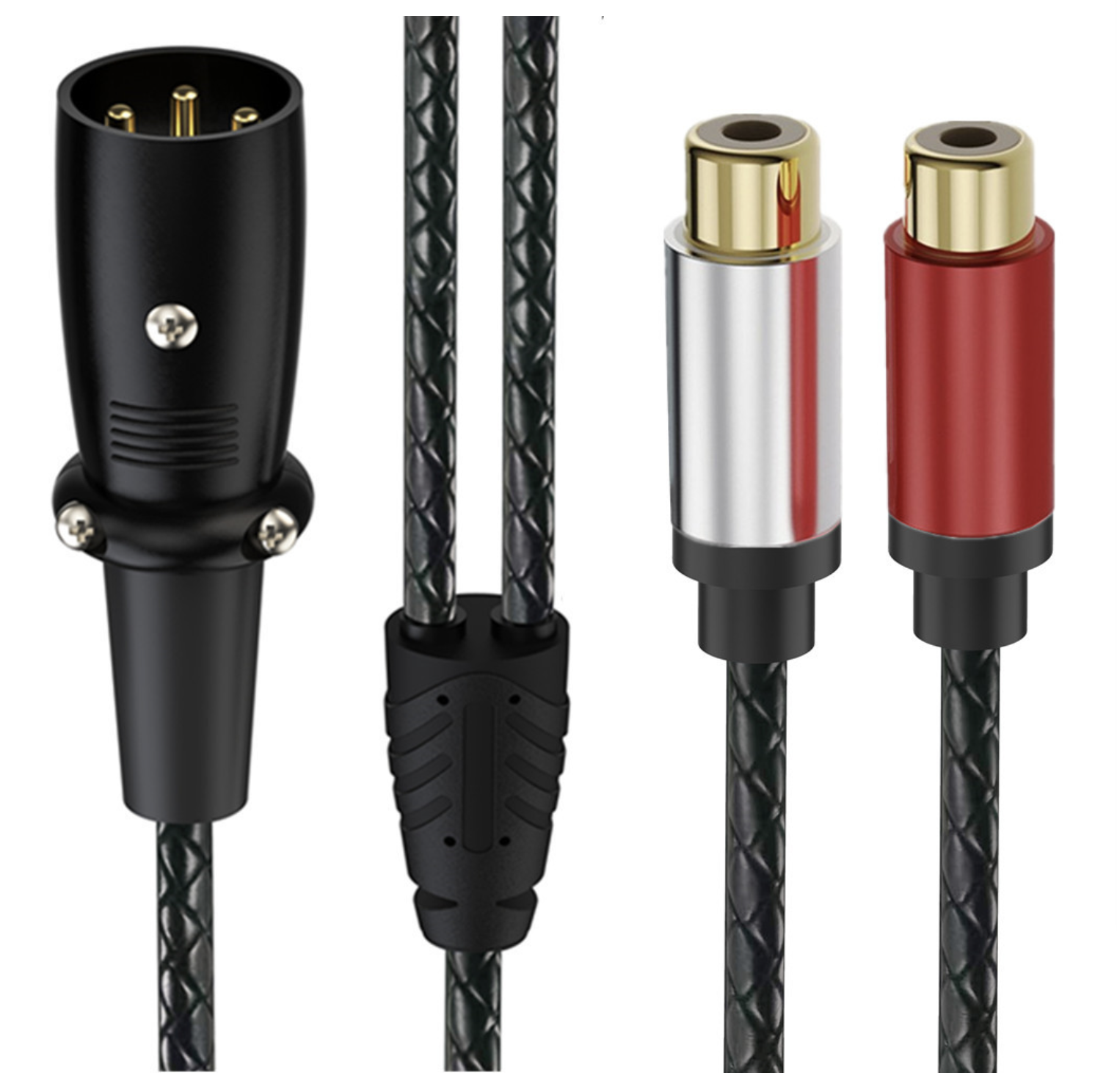 XLR 3-Pin Male to Dual RCA Female Y Splitter Cable – Gold Plated Stereo Audio Adapter for Mixer & Amplifier