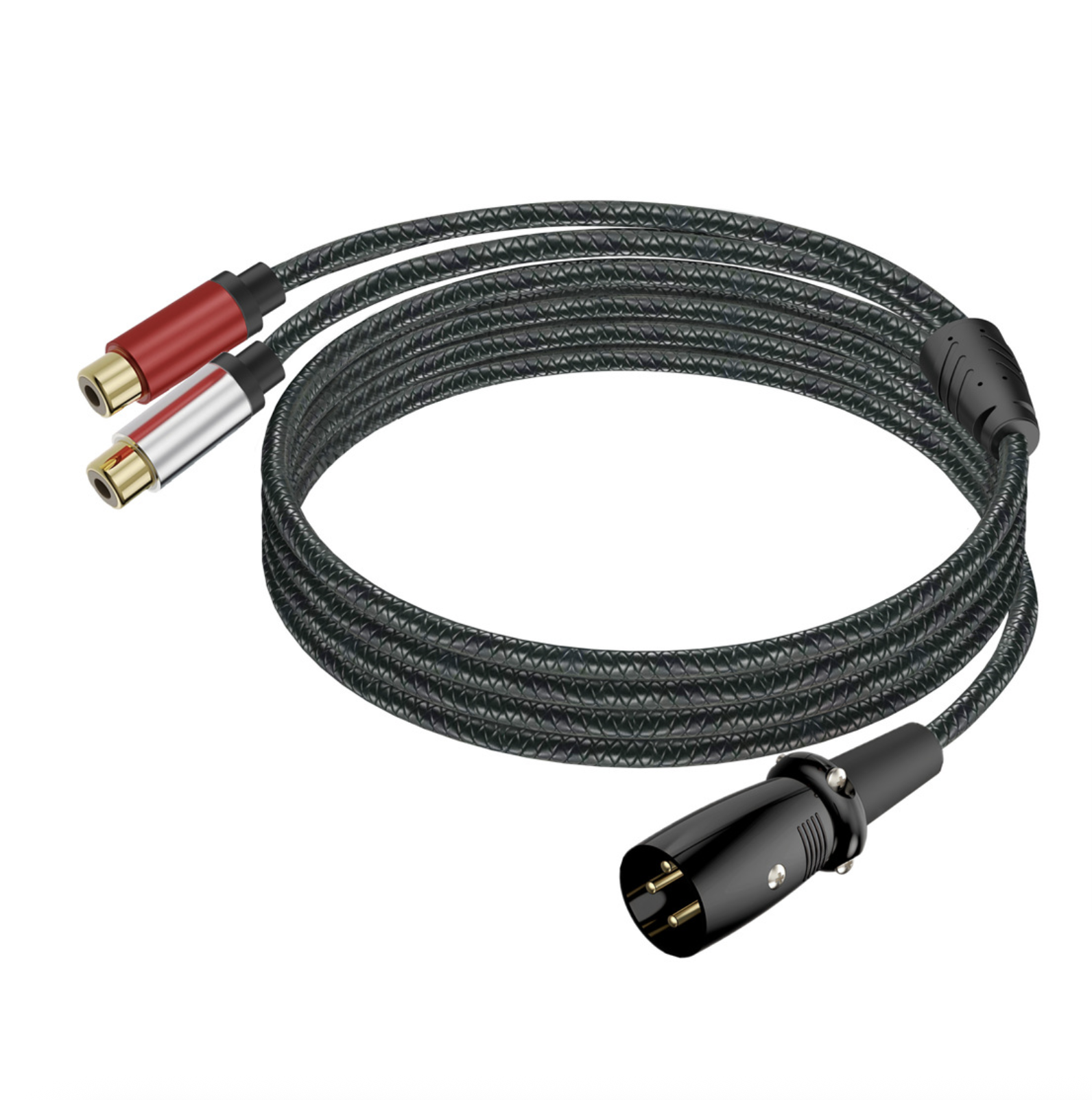 XLR 3-Pin Male to Dual RCA Female Y Splitter Cable – Gold Plated Stereo Audio Adapter for Mixer & Amplifier