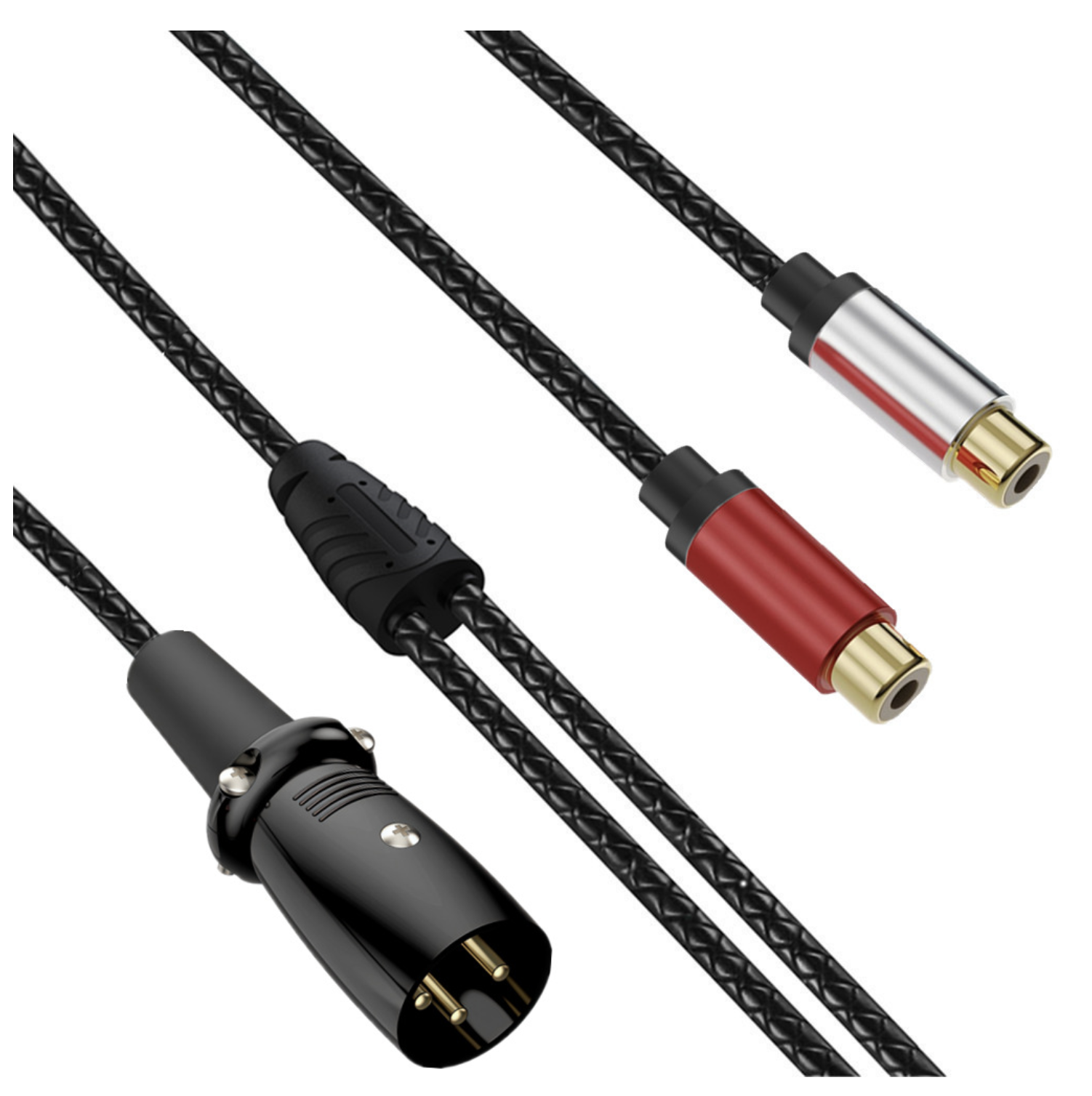 XLR 3-Pin Male to Dual RCA Female Y Splitter Cable – Gold Plated Stereo Audio Adapter for Mixer & Amplifier