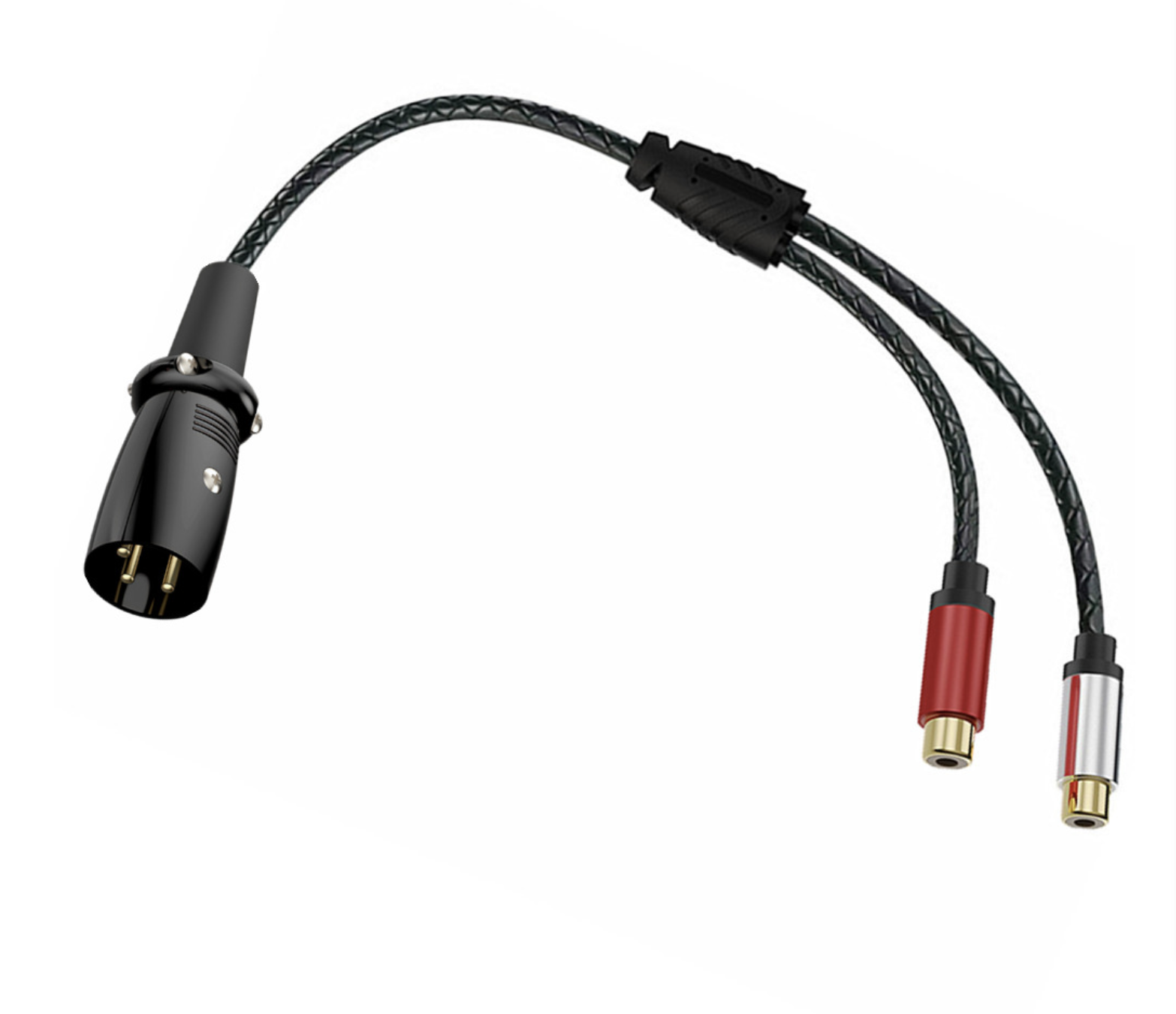 XLR 3-Pin Male to Dual RCA Female Y Splitter Cable – Gold Plated Stereo Audio Adapter for Mixer & Amplifier