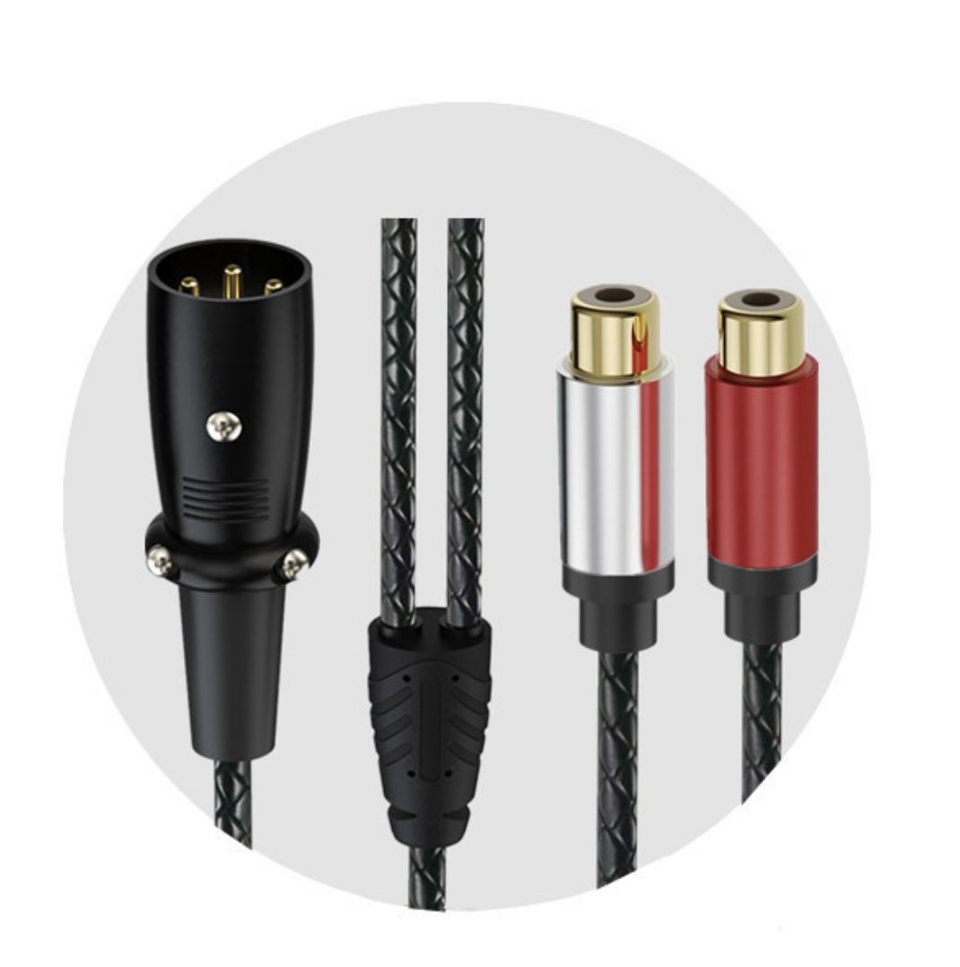 XLR 3-Pin Male to Dual RCA Female Y Splitter Cable – Gold Plated Stereo Audio Adapter for Mixer & Amplifier