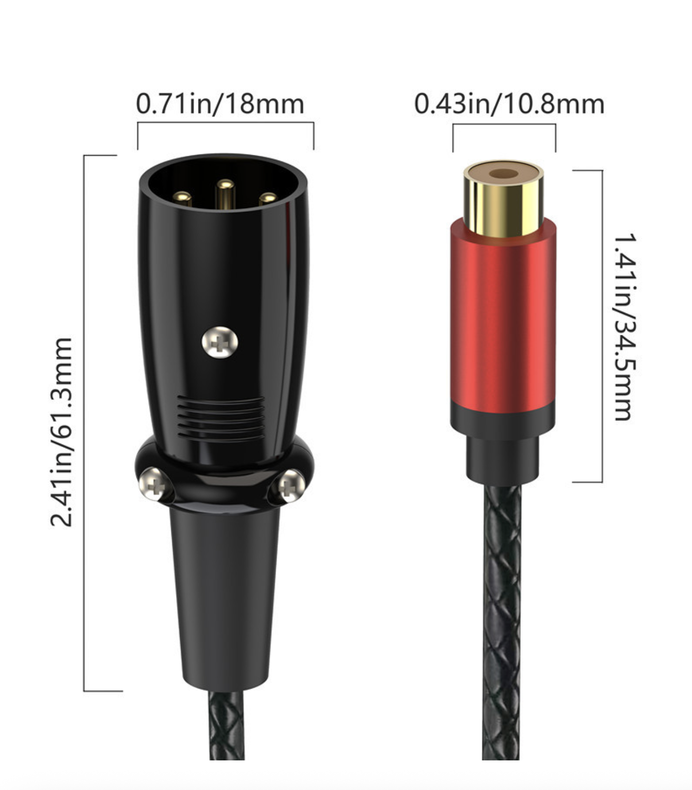 XLR Male 3 Pin to RCA Female Audio Cable – Professional Stereo Adapter for Audio Mixers & Amplifiers