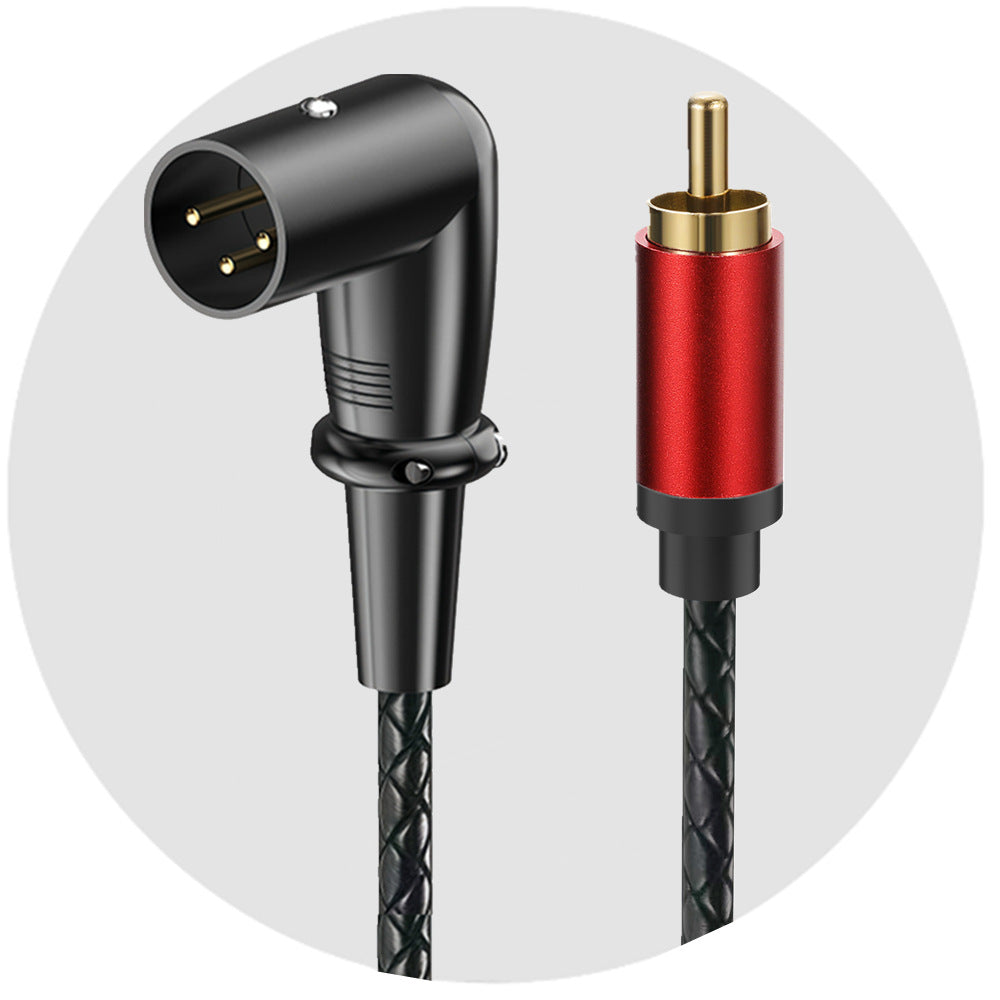 XLR Angled Male to RCA Male Adapter Cable – 3 Pin Stereo Audio Connector (0.3m, 2m, 3m, 5m)