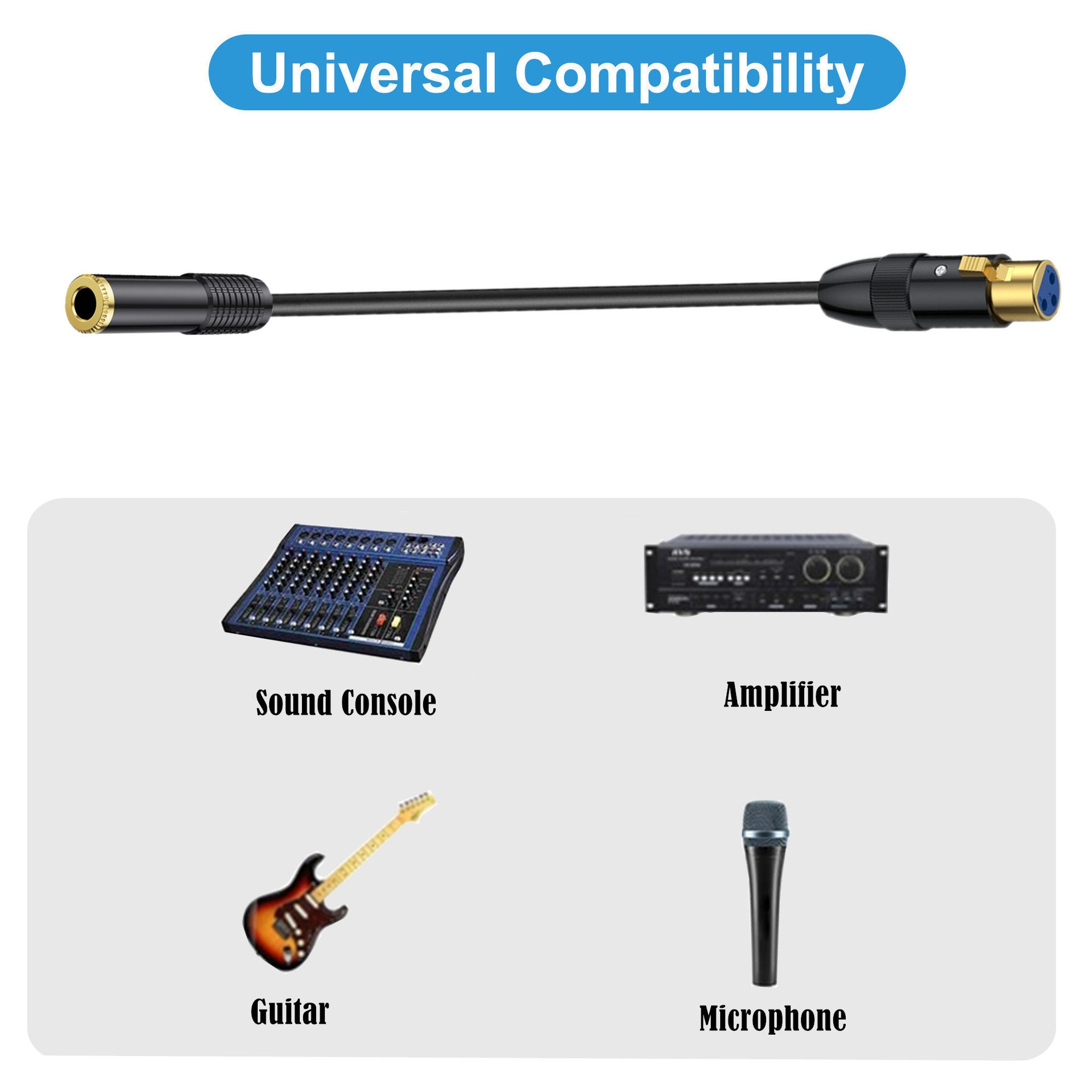 6.35mm TRS female to XLR 3 pin female audio cable