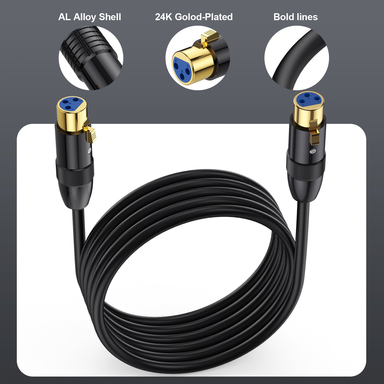 Professional XLR female to female balanced audio cable