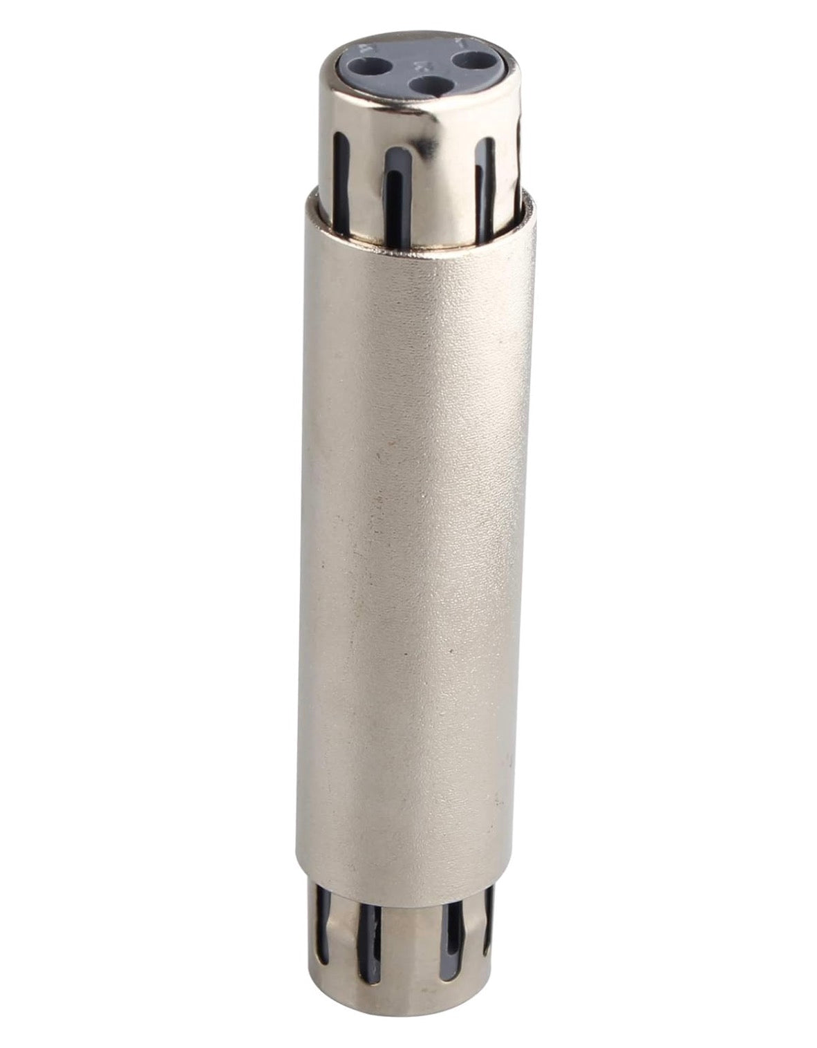 Metallic cylindrical object with a textured surface on a white background