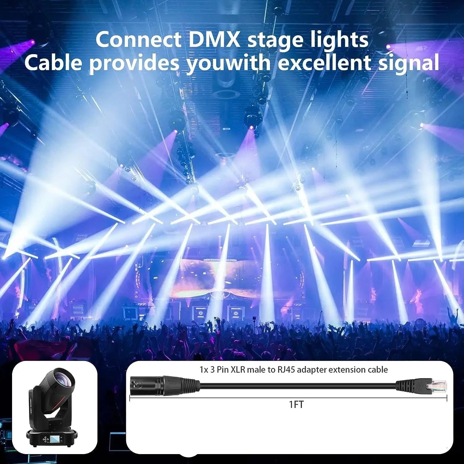 XLR to RJ45 CAT5 male network DMX connector