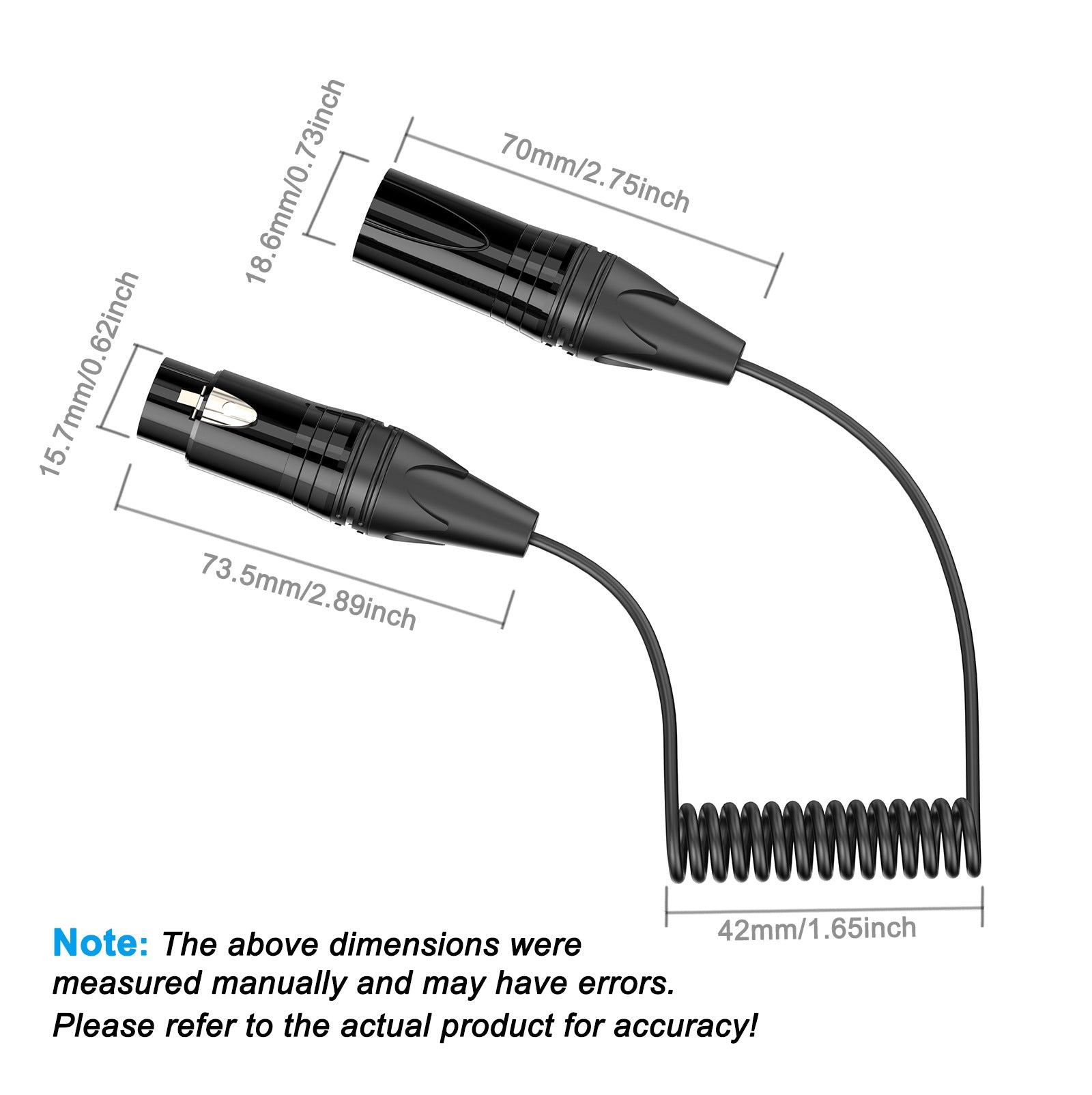 3 pin XLR male to female audio extension cable