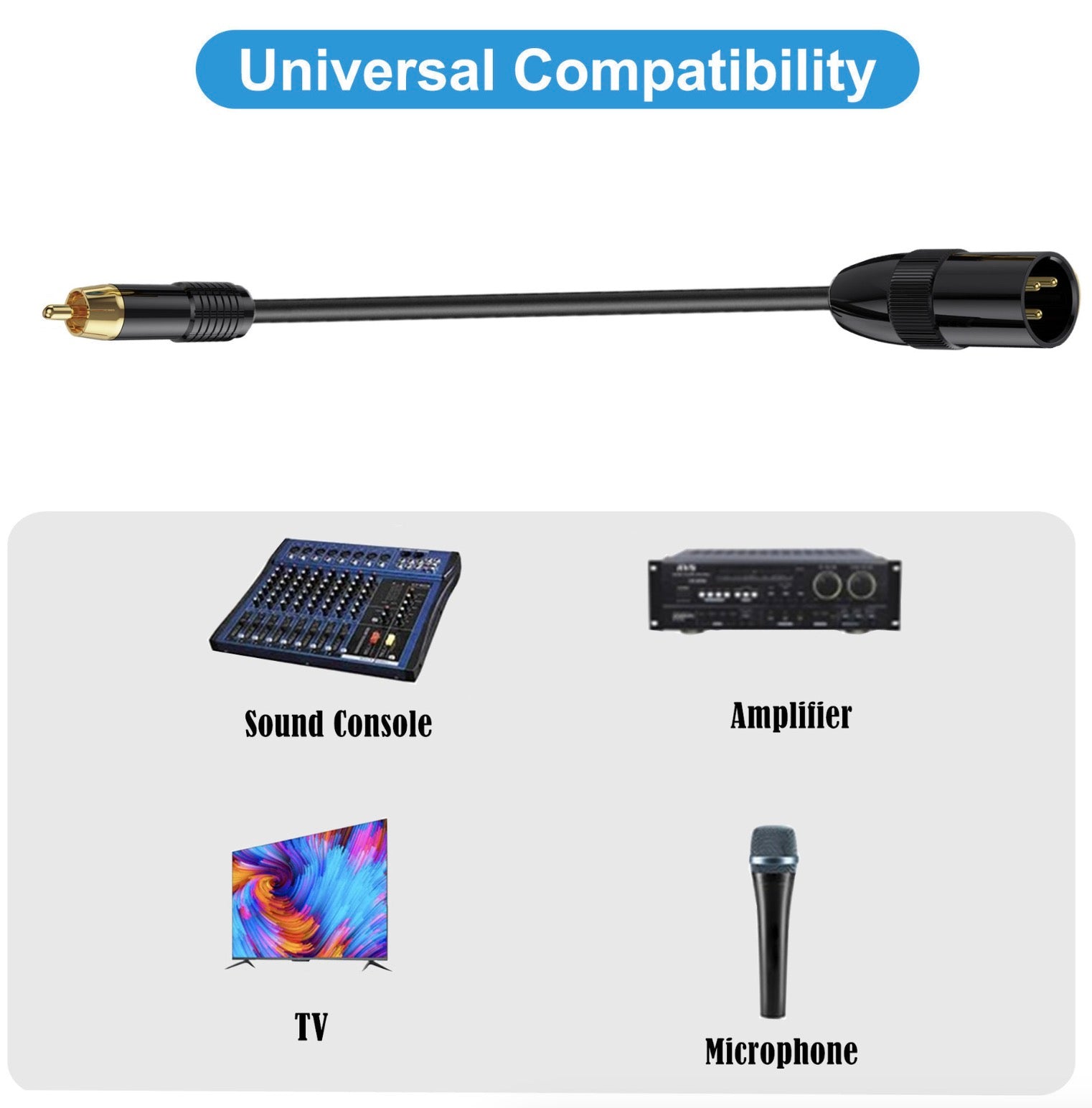 XLR to RCA male connector audio adapter lead