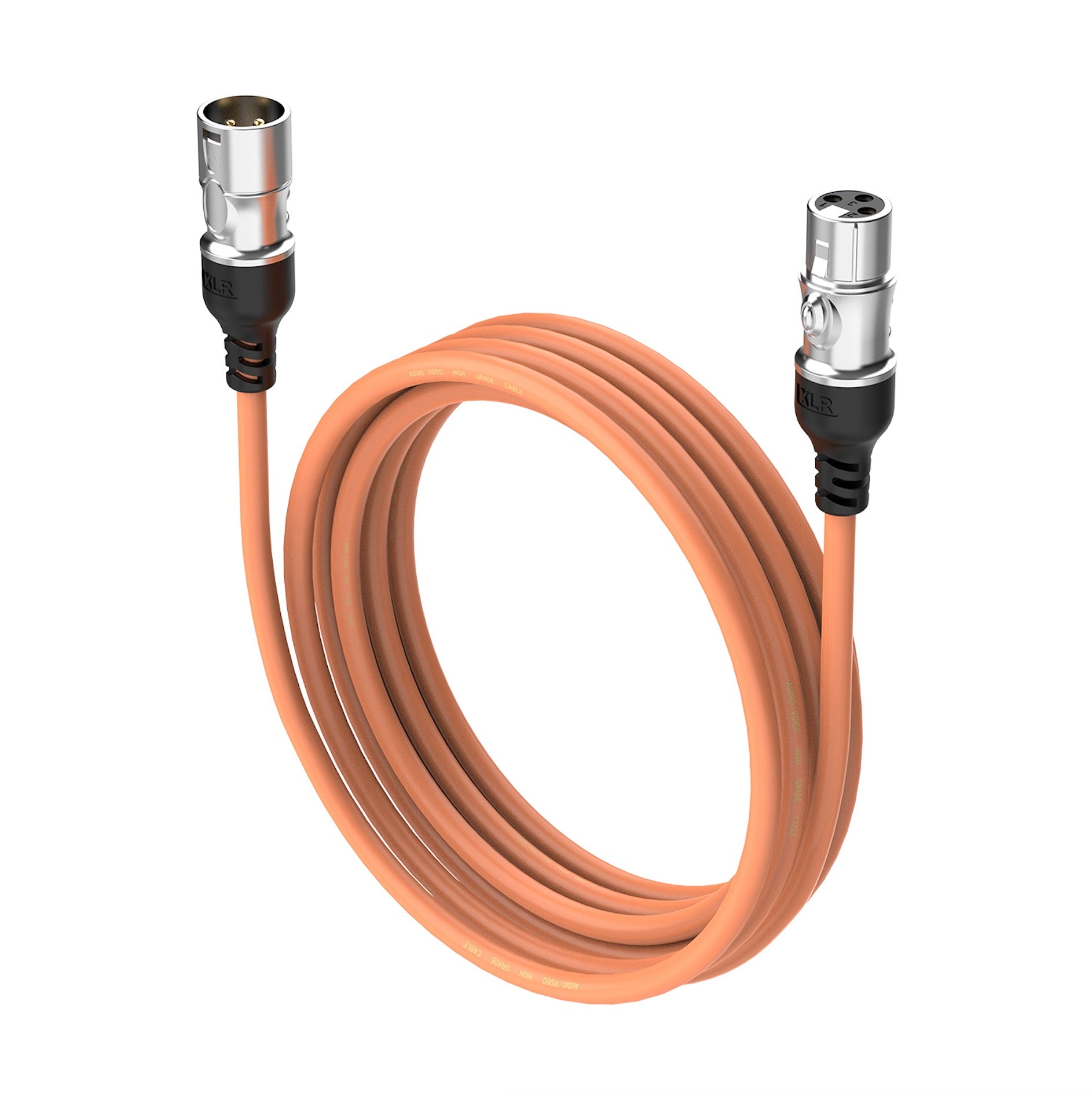 Orange XLR balanced 3-pin male to female microphone cable audio extender for studio and live sound systems