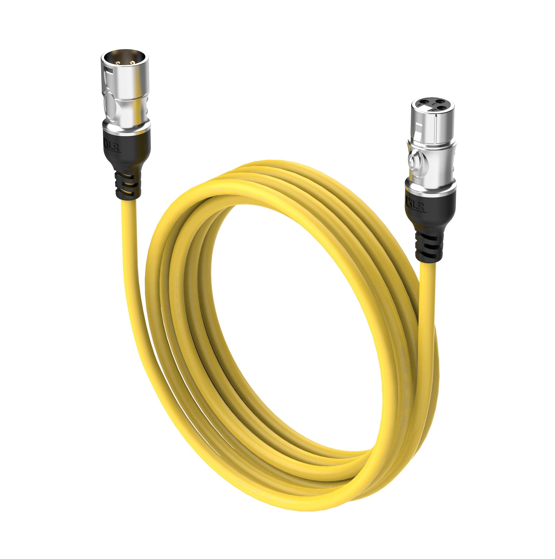 Yellow XLR balanced 3-pin male to female microphone cable audio extender for studio and live sound systems