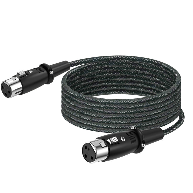 3-pin XLR female to female microphone cable with braided jacket and locking connector