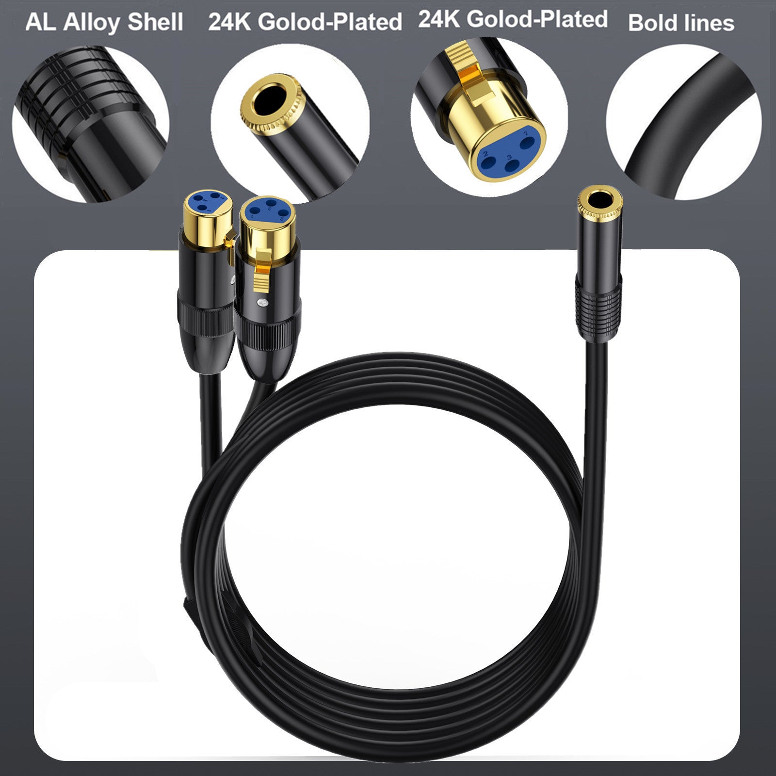 Balanced TRS female to two XLR female audio adapter lead
